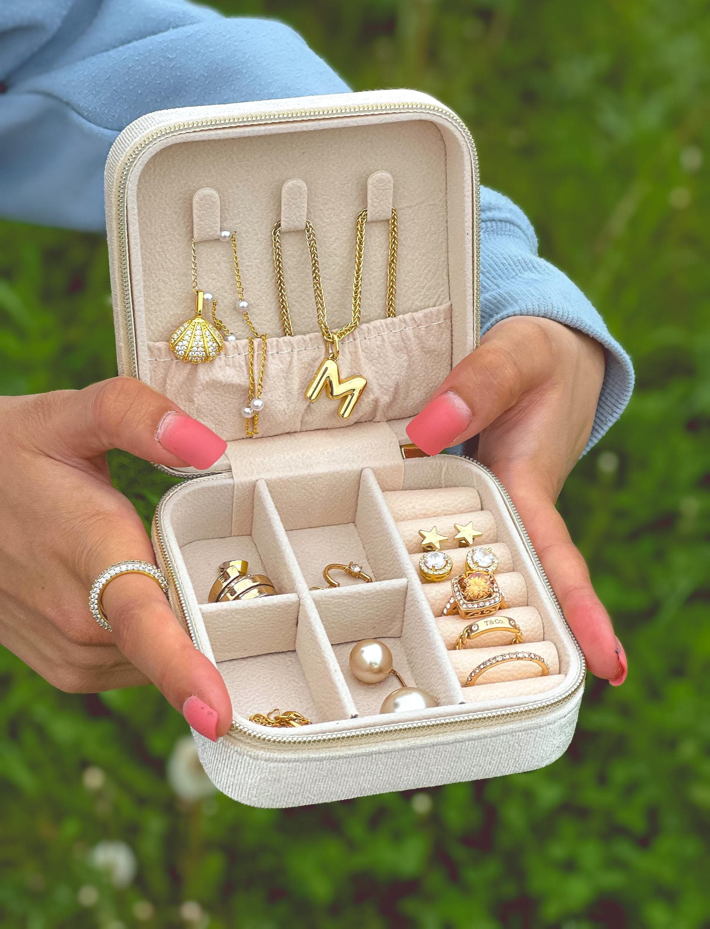 Personal Travel Jewelry Box, Custom Personal Jewelry box, Velvet Jewelry Box Bridal Shower Wedding Favors, Organized Jewelry Box - image 5