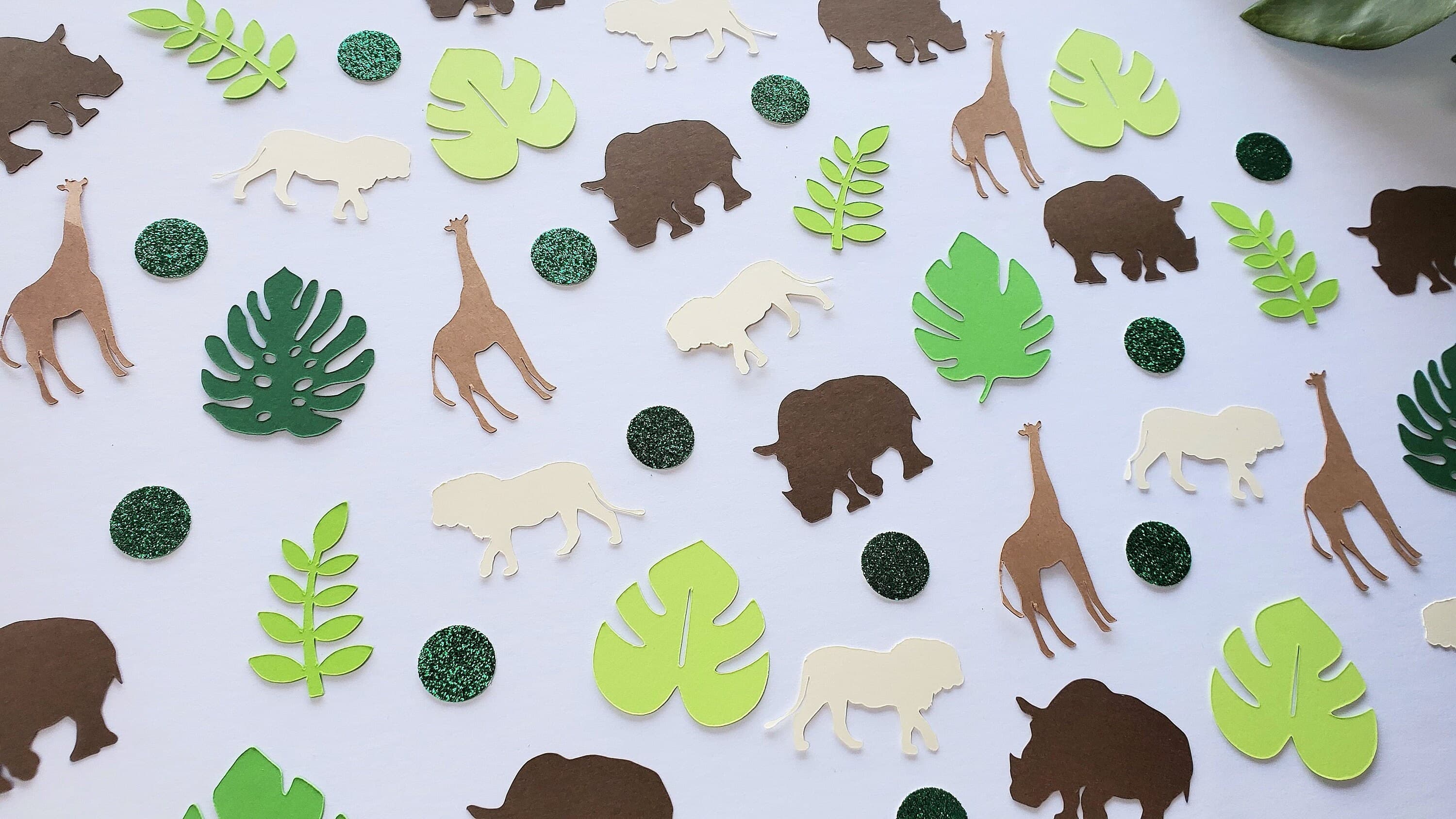 Safari Leaves Confetti, Jungle Confetti, Tropical Confetti, Safari Confetti Scatter Confetti, Safari Animals Confetti, Baby Shower Confetti - image 5