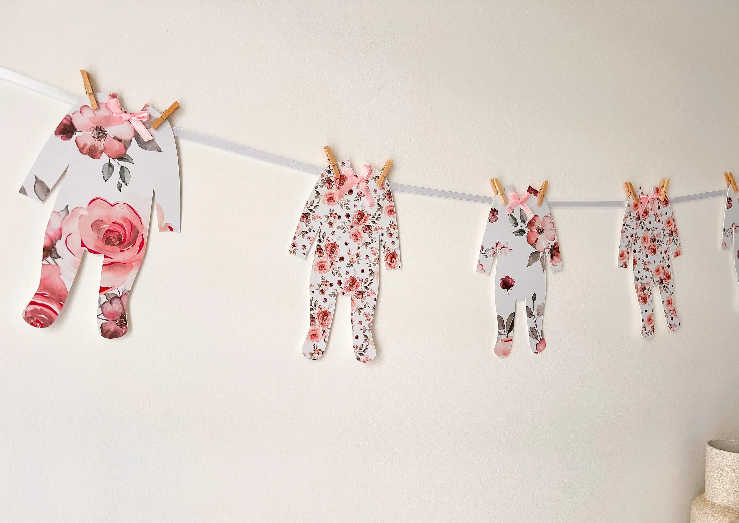 Baby Shower Banner, Elegant Pink Floral Pajamas Decorations with Bows Pajamas, Baby In Bloom Decorations, Wild Flower Baby Wall Decoration - image 4