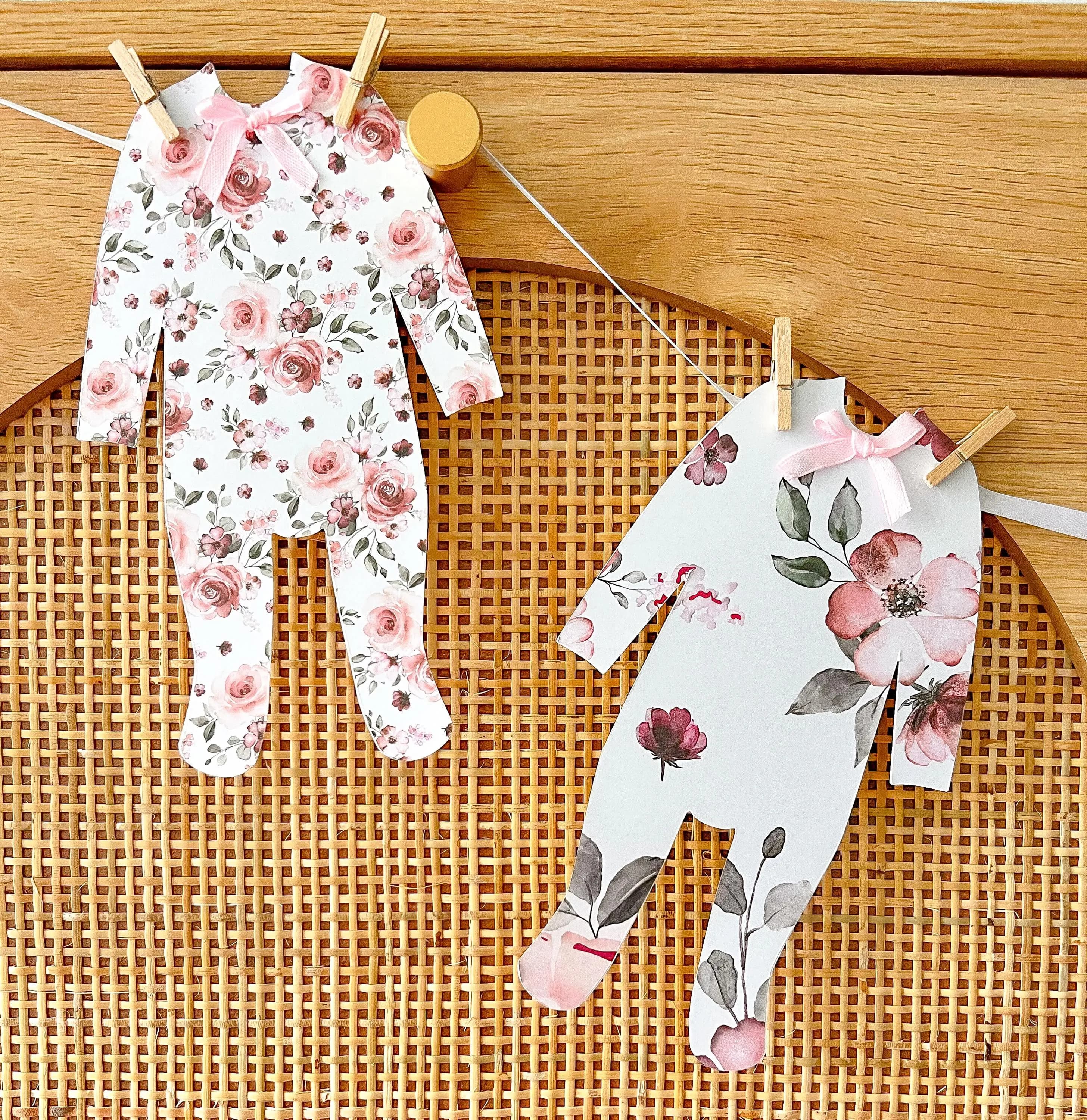 Baby Shower Banner, Elegant Pink Floral Pajamas Decorations with Bows Pajamas, Baby In Bloom Decorations, Wild Flower Baby Wall Decoration