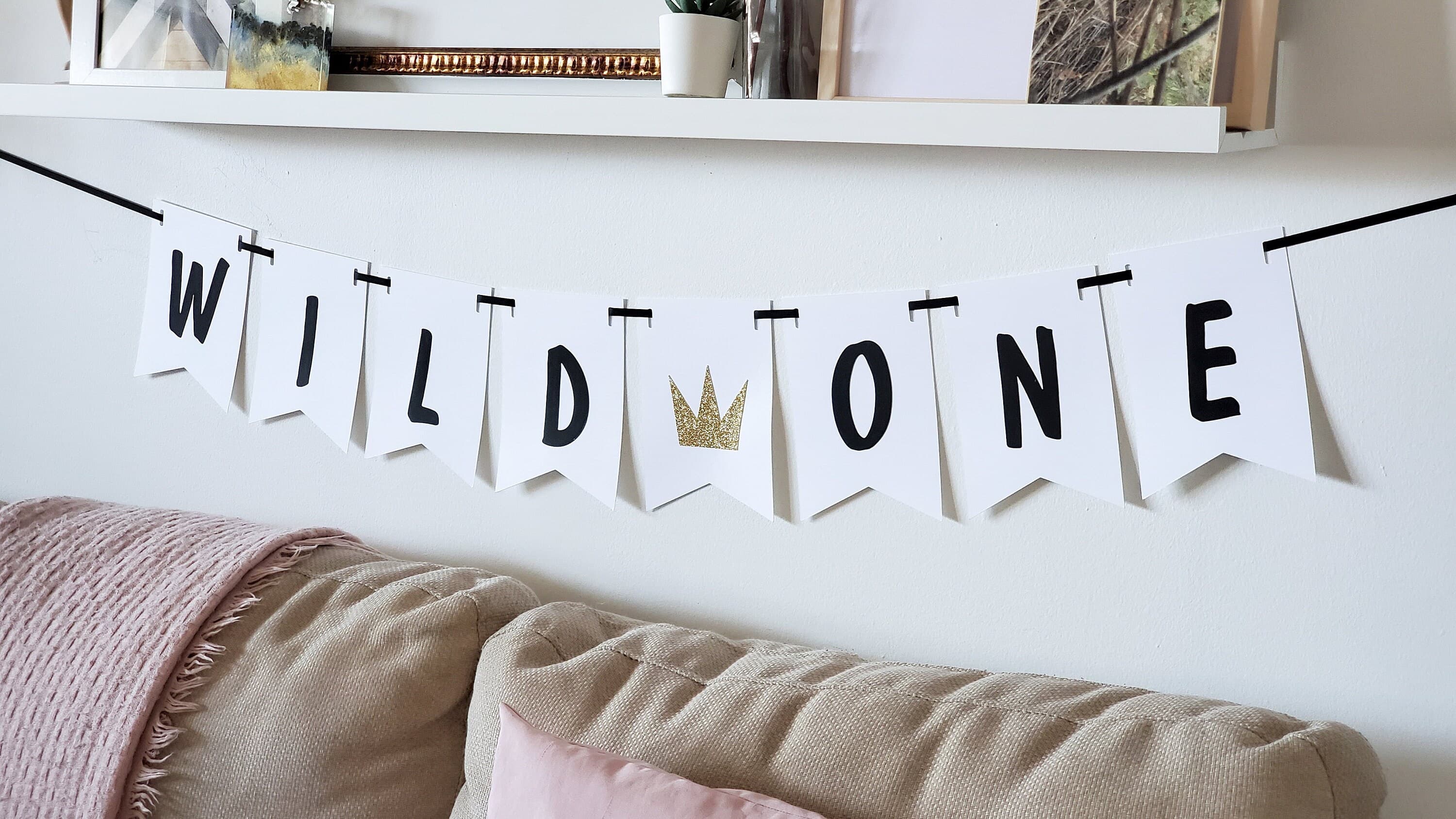 White Wild One Banner for Jungle Theme Party, High Chair Banner for Wild One Party, Wild One Baby Shower Decorations - image 4