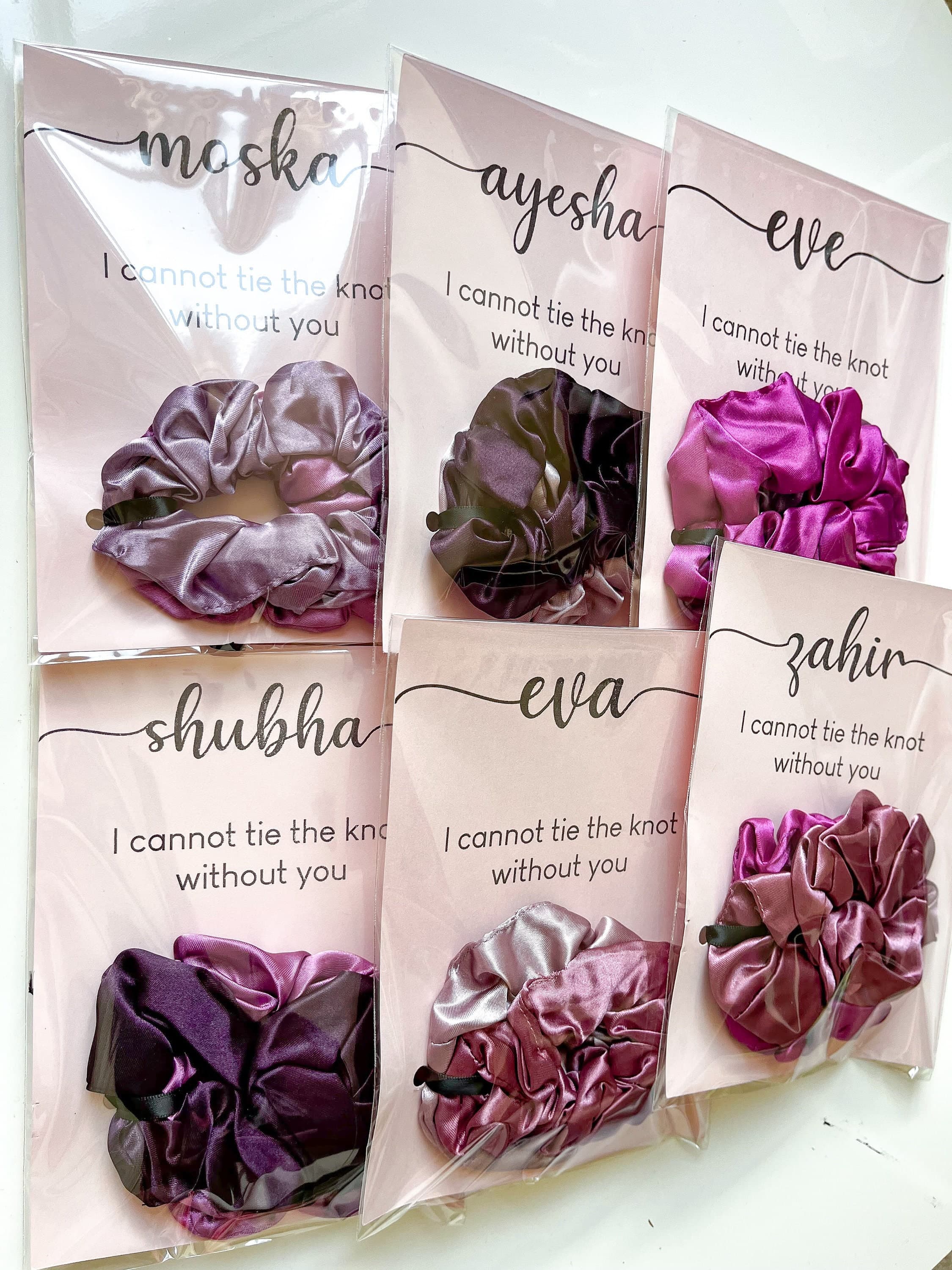 Personalized Bridesmaids Scrunchie, Satin Silk Soft Hair Scrunchies, Perfect Bridesmaid Proposal Gift