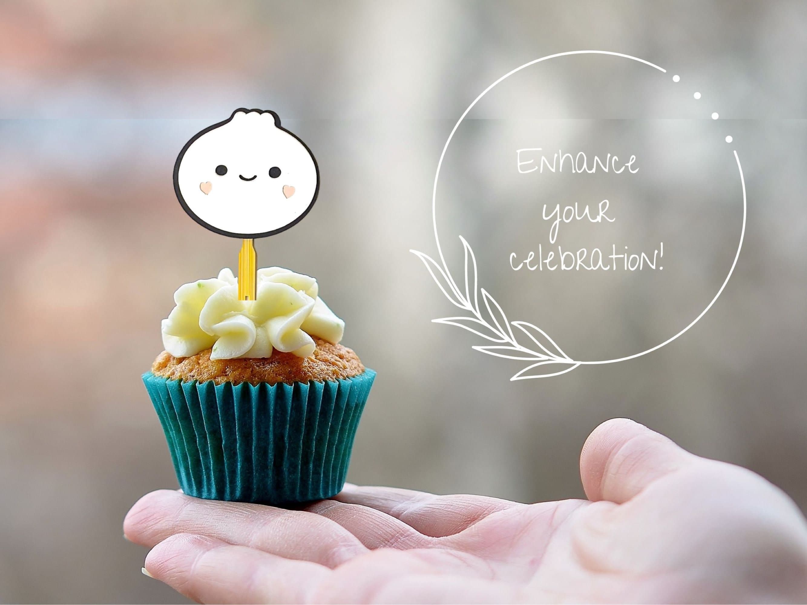 Dumpling Cupcake Topper and Food Pick For A Dumpling Baby Shower, Little Dumpling Party Decoration, Kawaii Asian Food Die Cut, Bao Party - image 5