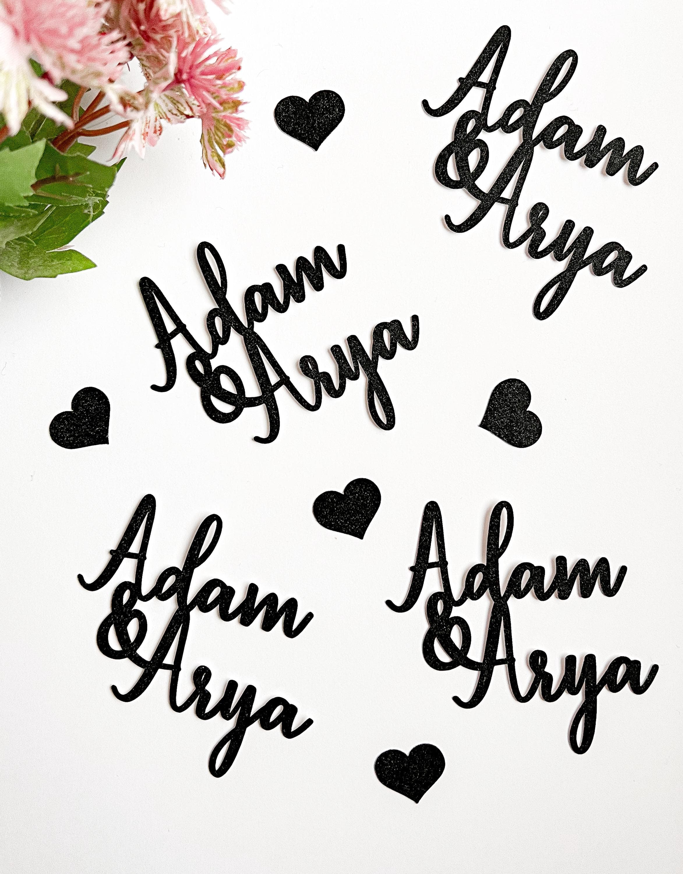 Custom Name Confetti, Personalized Bachelorette Party Decoration, Heart, Engagement Decor, Hen Night, Wedding Anniversary, Bride, Groom
