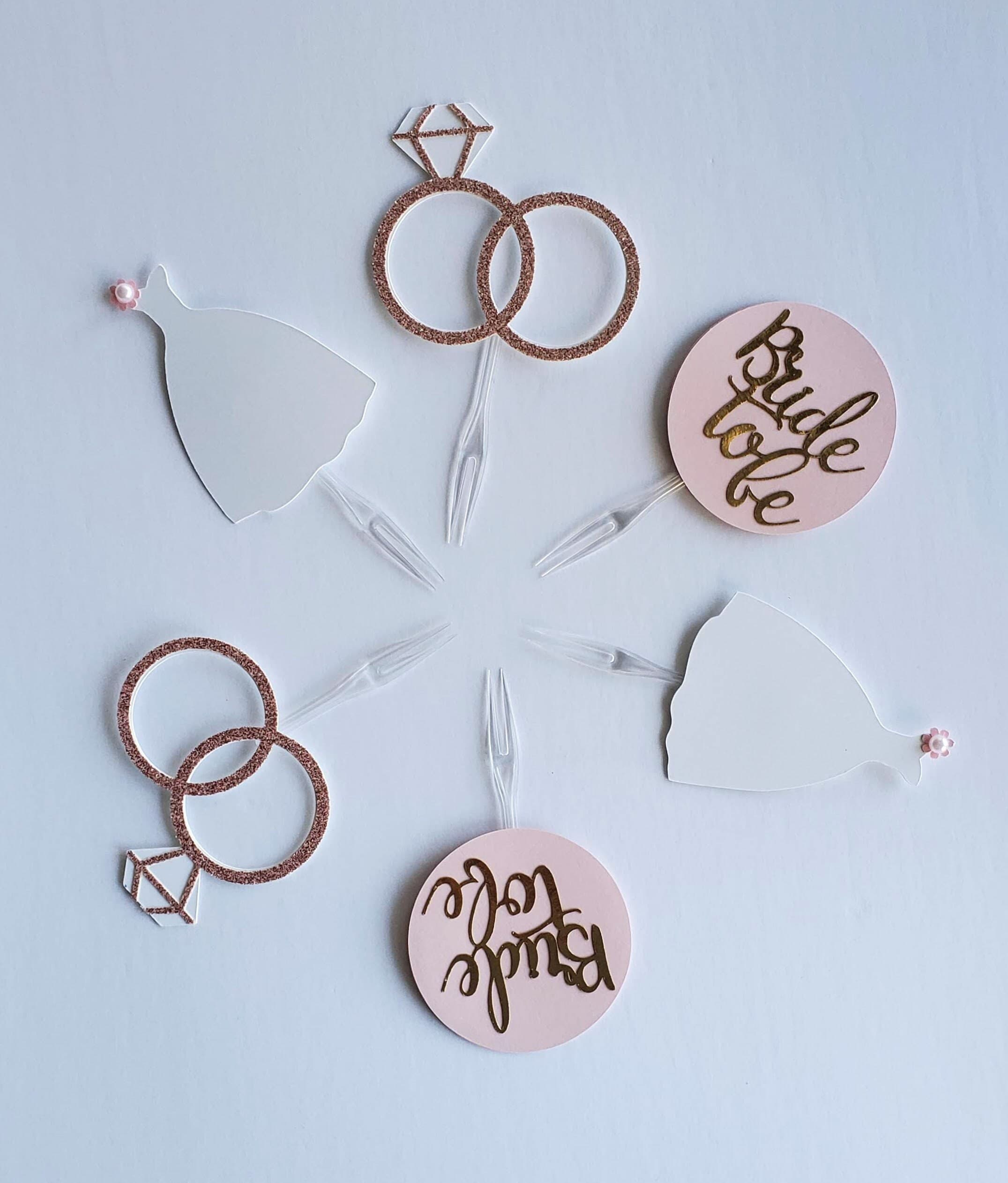 Bride To Be Cupcake Toppers for Bridal Shower, Diamond Ring Toppers For Bachelorette Party Decoration, Miss To Mrs, Hen Party Decor - image 5