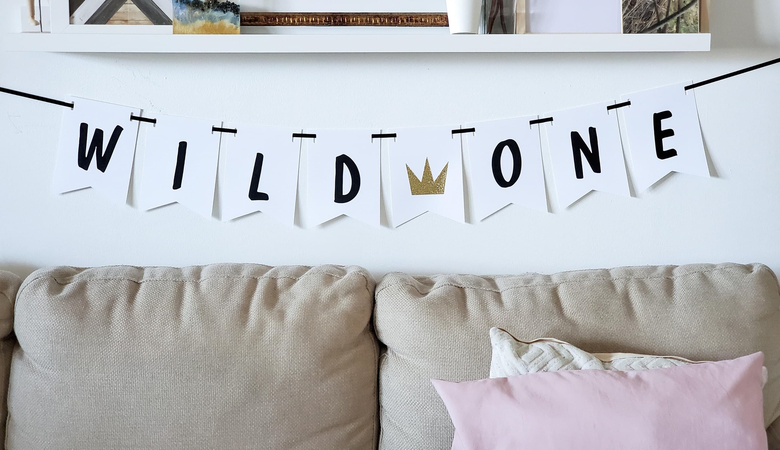White Wild One Banner for Jungle Theme Party, High Chair Banner for Wild One Party, Wild One Baby Shower Decorations - image 3