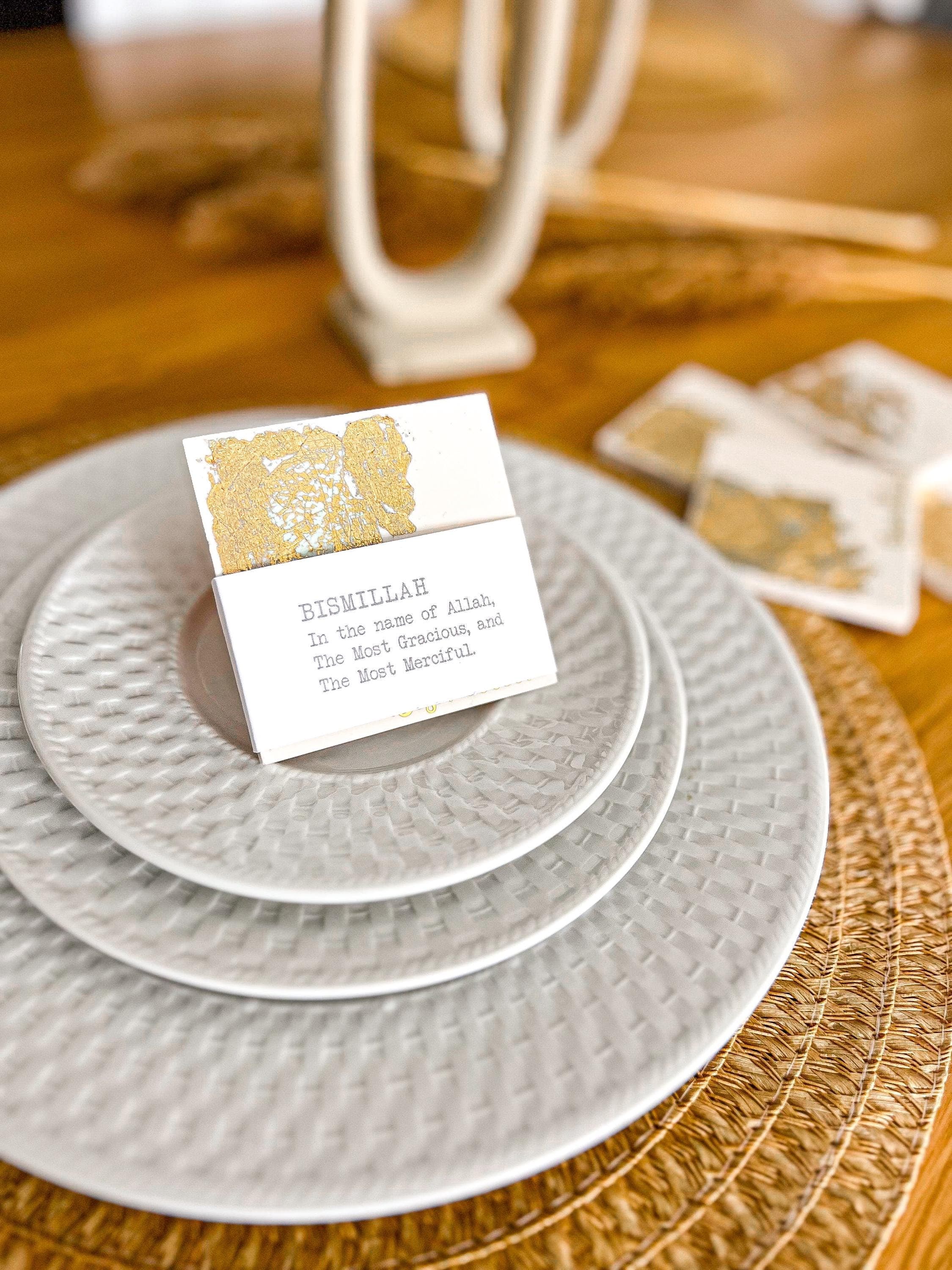 Bismillah Eid Coaster Ceramic Alhamdulillah Personalized Gift Modern Muslim Home Decor Ramadan Decoration Islamic Tabletop Decor Eid Mubarak - image 4