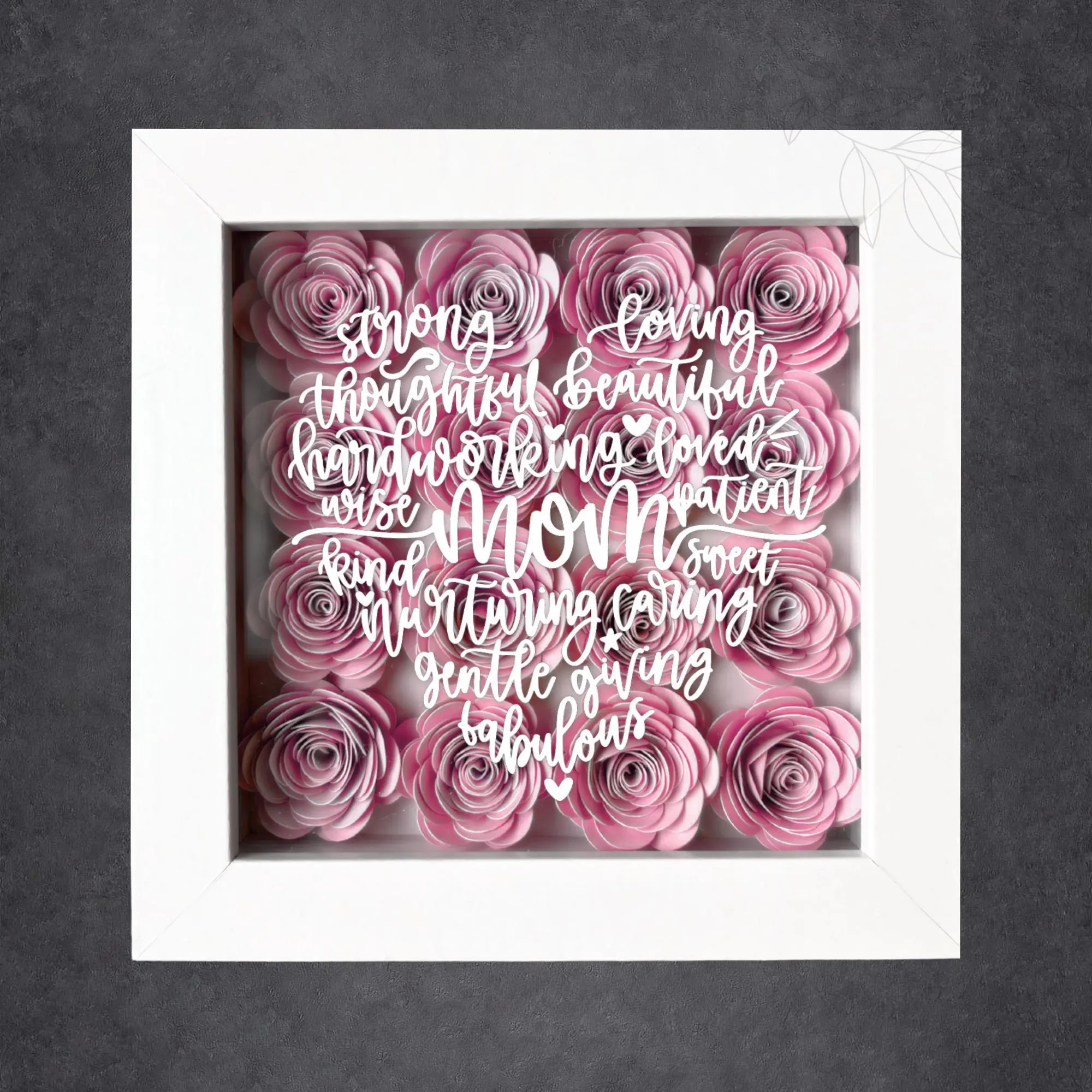 Personalized Rose Heart Shadow Box with Kids Name, Custom Name Frame, Paper Flower Gift