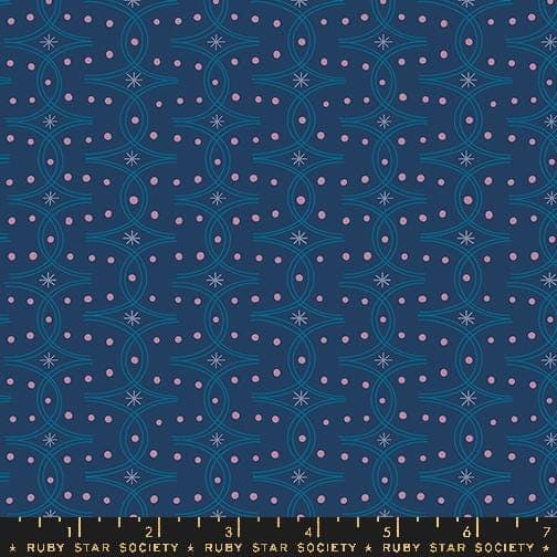 Modern Geometric Cotton Fabric by the Yard - Endpaper Main Bluebell - Jen Hewett for Ruby Star Society RS6045-14 - image 3