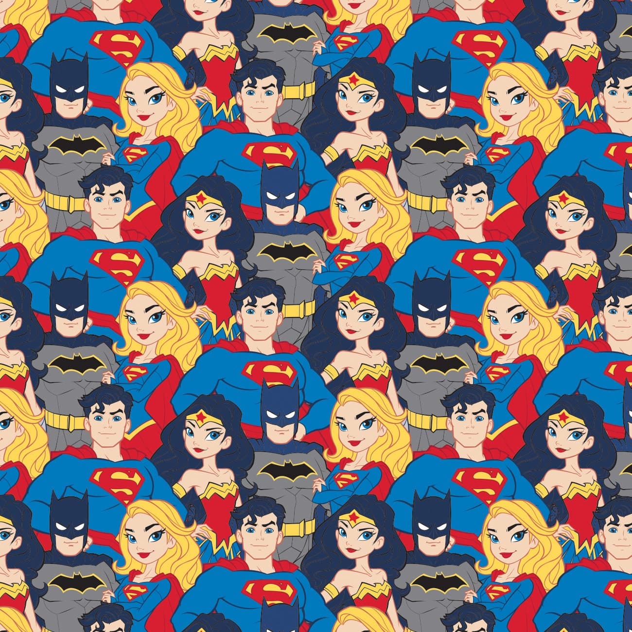 DC Comics Cotton Fabric by the Yard - Justice League Stacked Heroes - Camelot 23421463-4