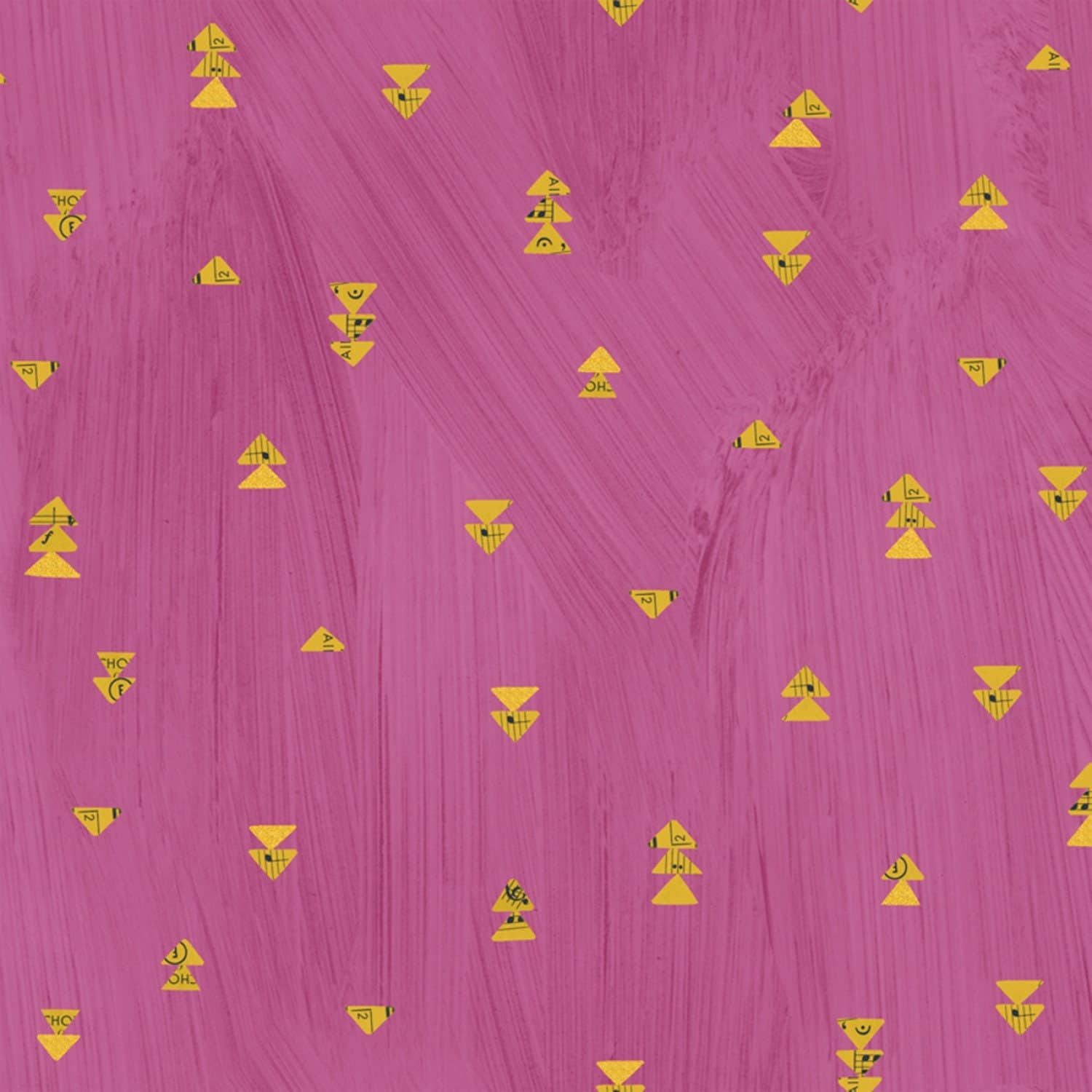 Modern Triangle Cotton Fabric by the Yard - Wish Floating Triangles Metallic Hot Pink - Windham 51744M-6
