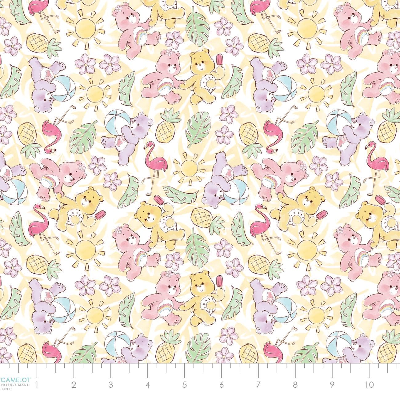Care Bears Cotton Fabric by the Yard - Care Bears Baby I Love Summer Sunshine Funshine White - Camelot 440011303-01 - image 3