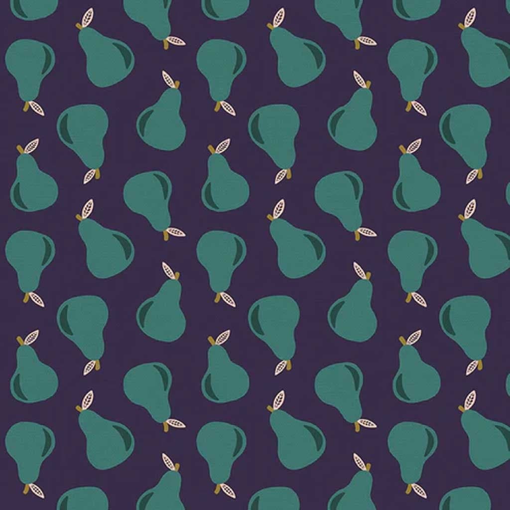 Fruit Cotton Fabric by the Yard - Fruity Pears Navy - Maja Faber for Paintbrush Studio 120-19874