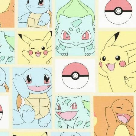Pokemon Cotton Fabric by the Yard - Pokemon Pastel Blocks - Robert Kaufman AOQ74314198
