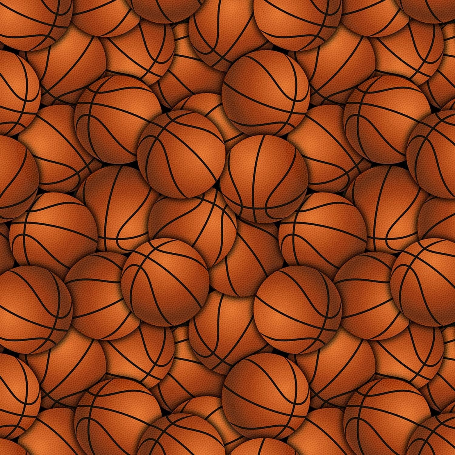 Basketball Cotton Fabric by the Yard - Packed Basketball Orange - Timeless Treasures CD3019-ORANGE