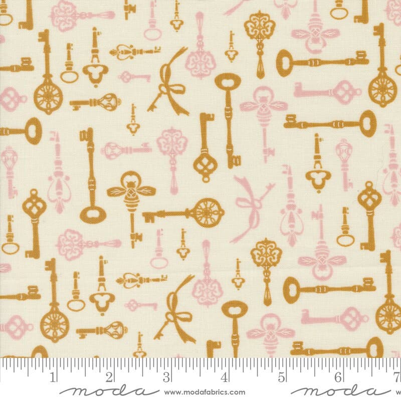 Key Cotton Fabric by the Yard - Enchantment Diary Porcelain - Sweetfire Road for Moda 43173-11 - image 3