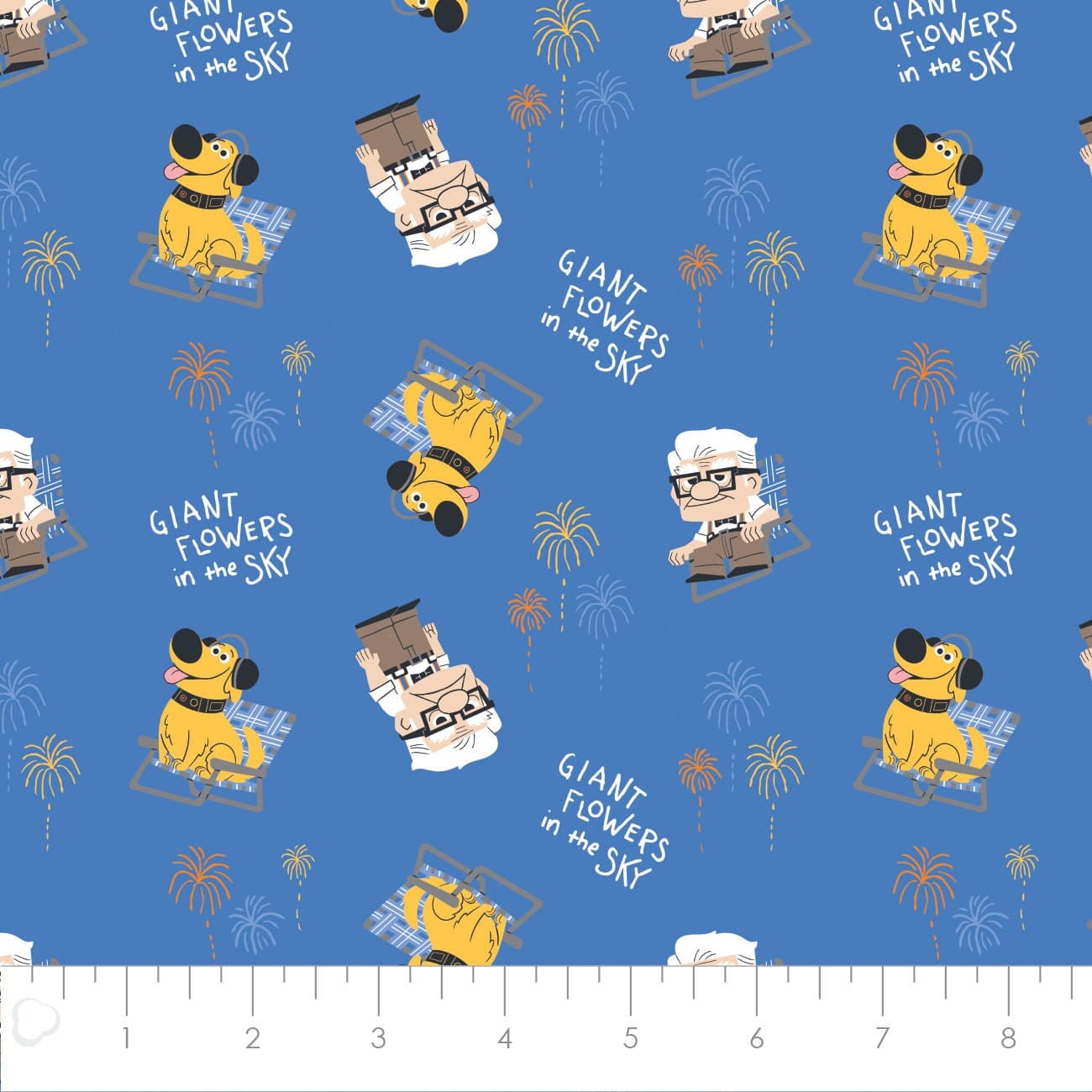 Up Dug Days Cotton Fabric by the Yard - Flowers in the Sky Blue - Camelot 85490104-1 - image 3