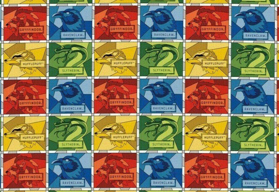Harry Potter Cotton Fabric by the Yard - Harry Potter Stained Glass Block - Camelot 23800500-1