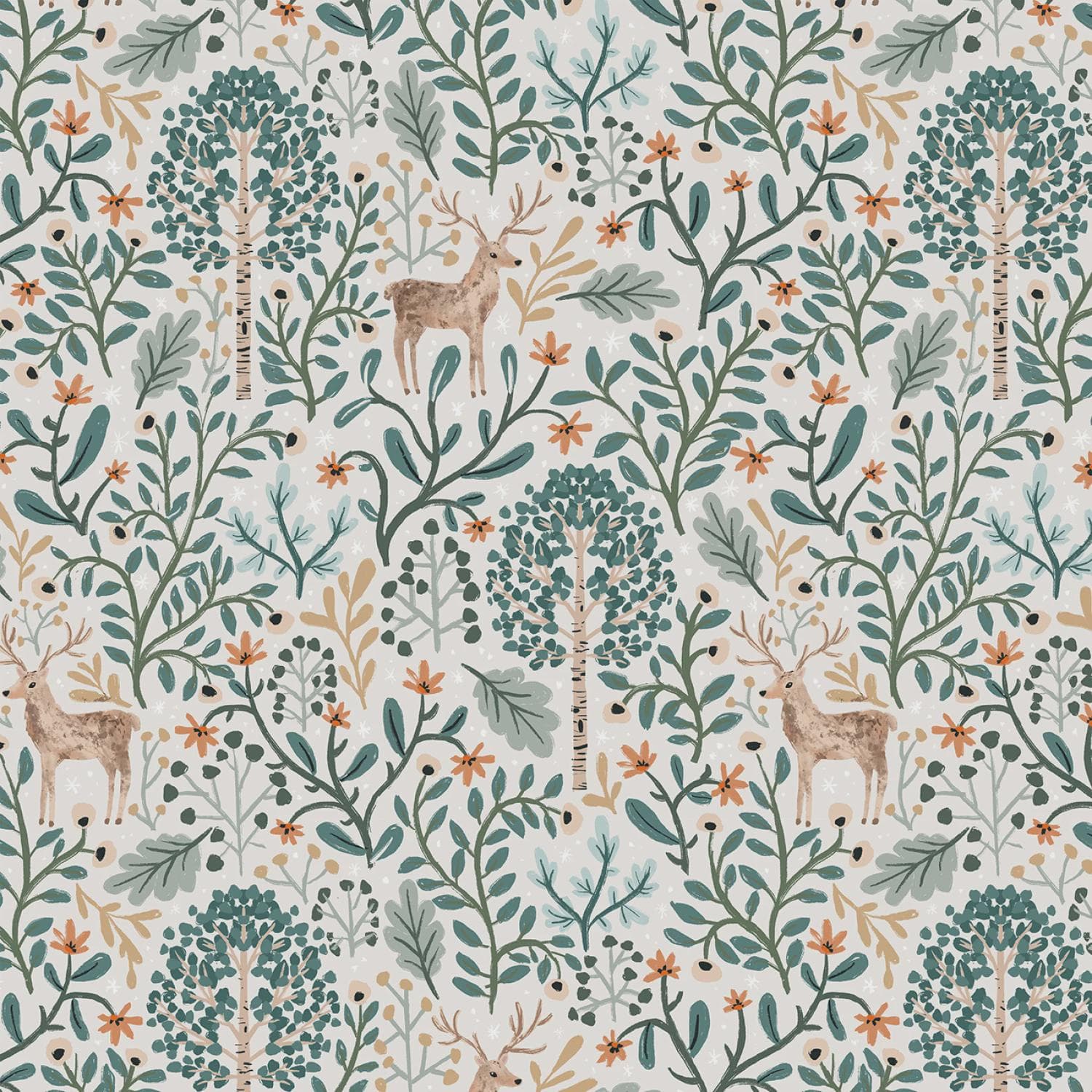 Winter Cotton Fabric by the Yard - Baby It's Cold Outside Deer to Me Ash - Clara Jean for Dear Stella DCJ3146 ASH