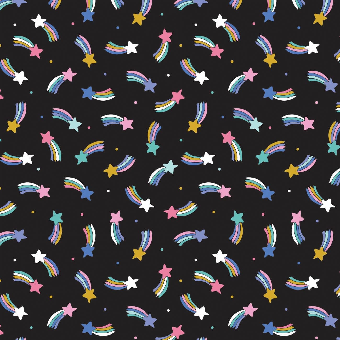 Shooting Star Cotton Fabric by the Yard - It Girl Shooting Star Black - Camelot 50220205-1