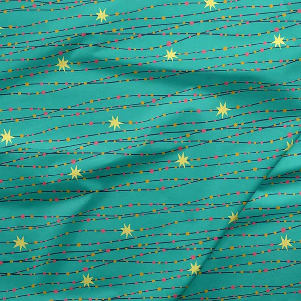 Star Lights Cotton Fabric by the Yard - Night of the Nutcracker Metallic Stripe Green - Paintbrush Studio 120-19582