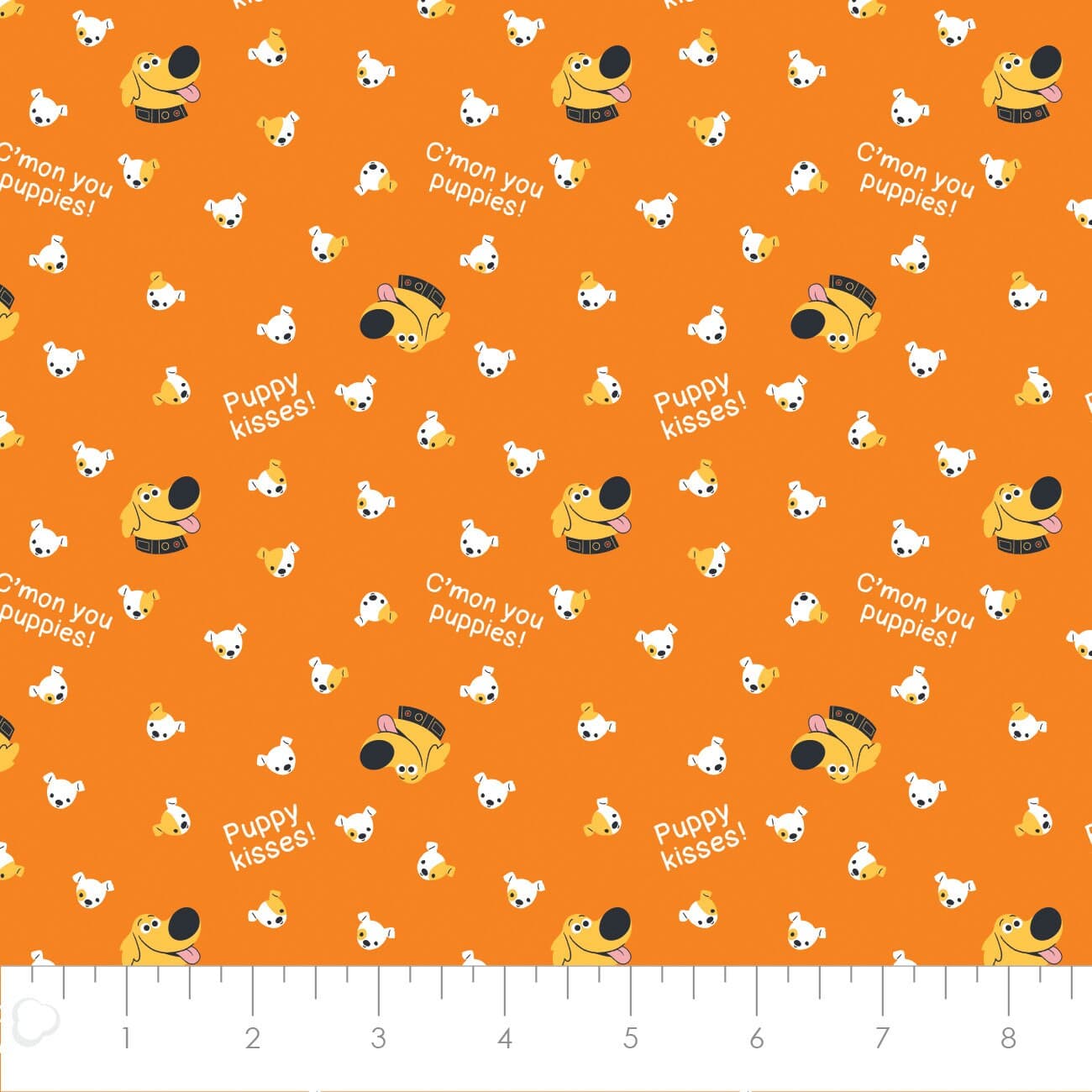 Up Dug Days Cotton Fabric by the Yard - Puppy Kisses Orange - Camelot 85490108-1 - image 3
