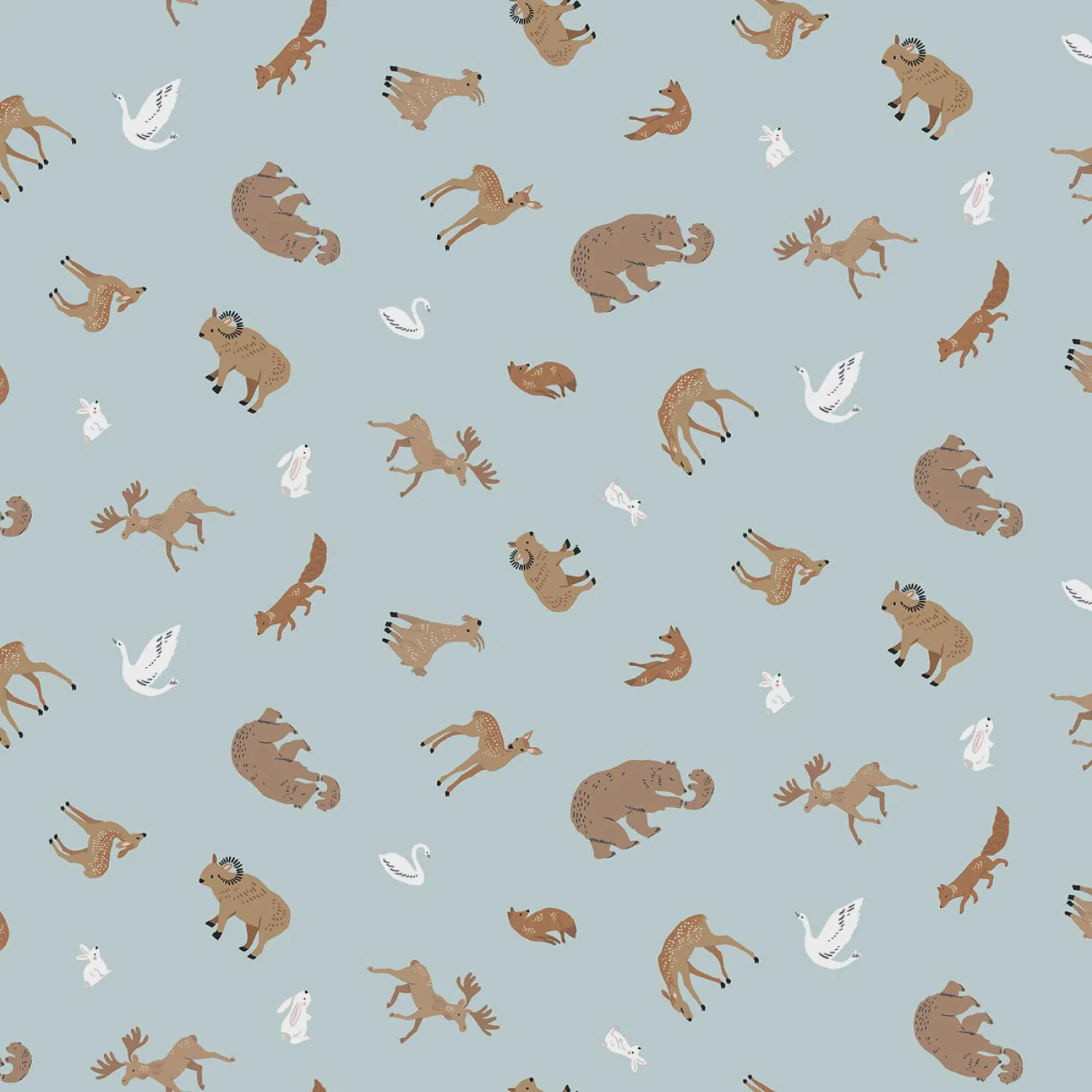 Forest Animal Cotton Fabric by the Yard - Forest Fable Woodland Denizens Celestial - Dear Stella D3154 CELESTIAL