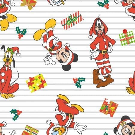 Mickey Mouse Christmas Cotton Fabric by the Yard - Mickey and Friends Christmas Stripe - Springs Creative 77332A620715