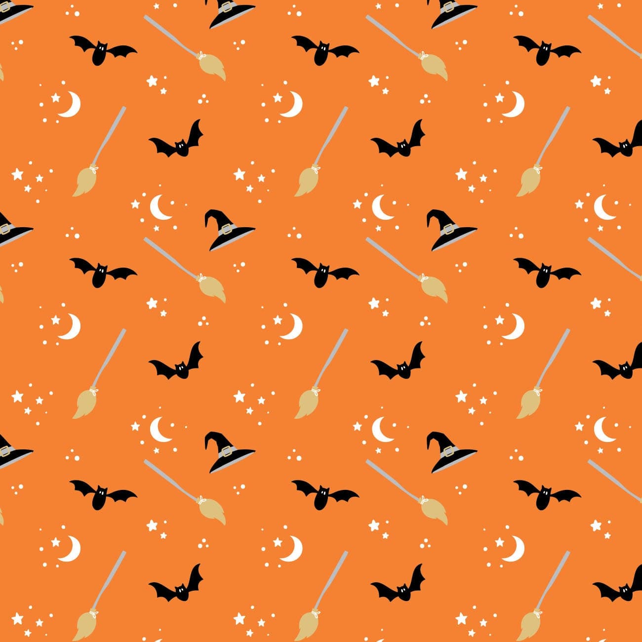 Bats Halloween Cotton Fabric by the Yard - Spellbound Make Me Batty Orange - Camelot 21220703-3