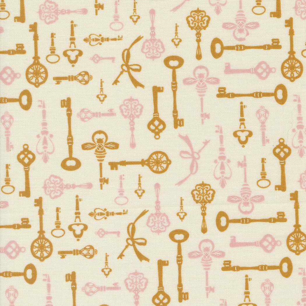 Key Cotton Fabric by the Yard - Enchantment Diary Porcelain - Sweetfire Road for Moda 43173-11