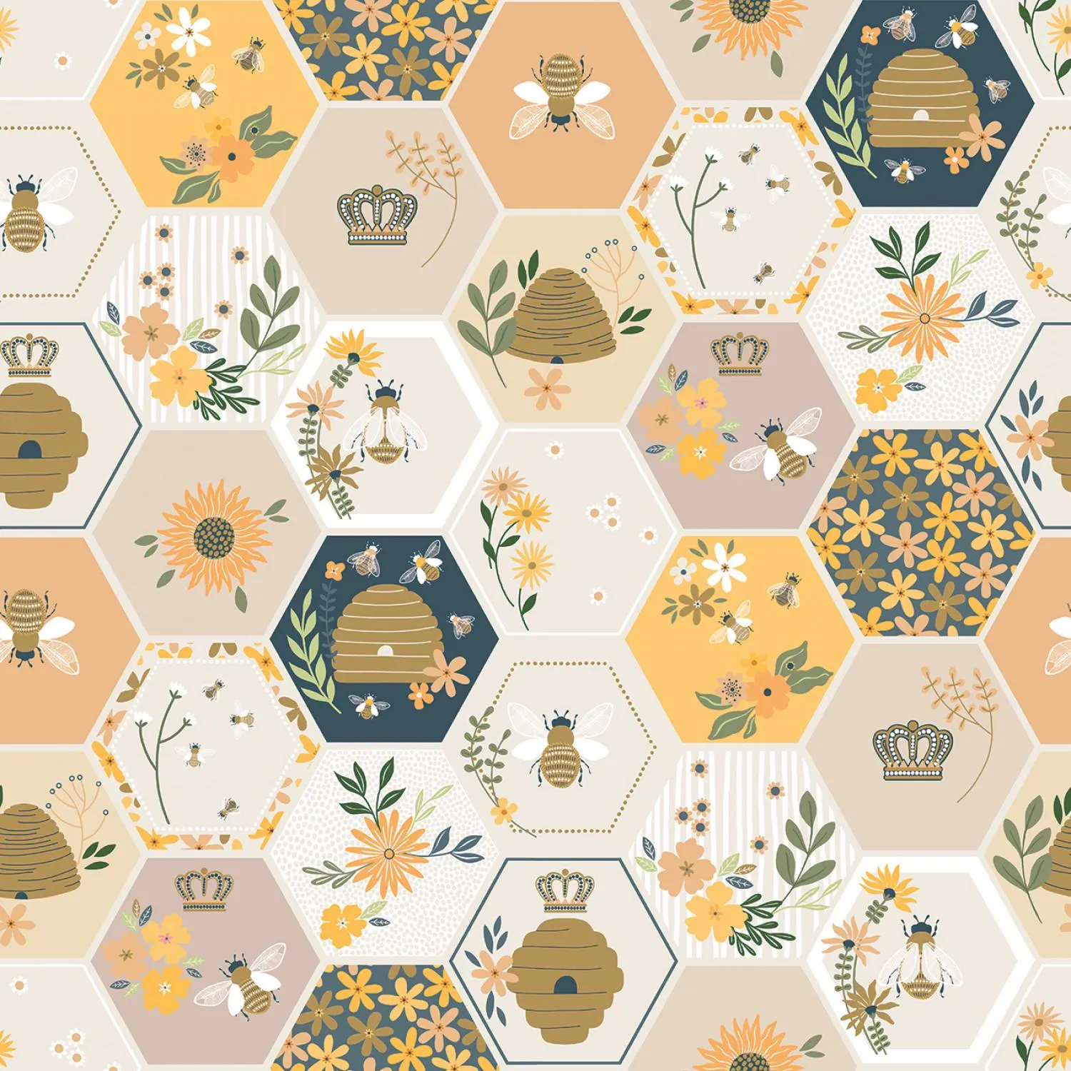 Bee Cotton Fabric by the Yard - Bees Knees To Bee or Not to Bee Multi - Dear Stella D3060-MULTI