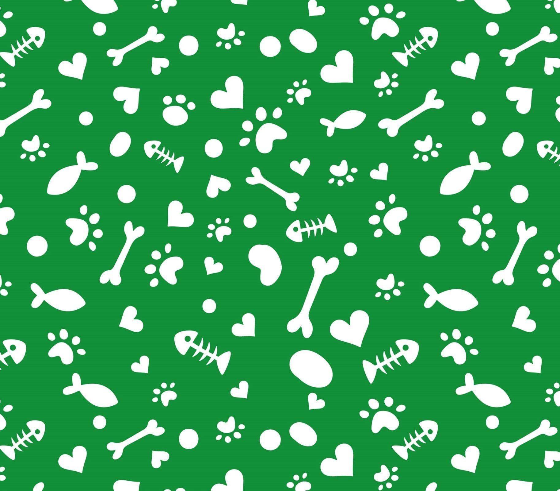 Paw Print Cotton Fabric by the Yard - Cat Paw Ditsy Green - David's Textiles DX 4362 4C 12