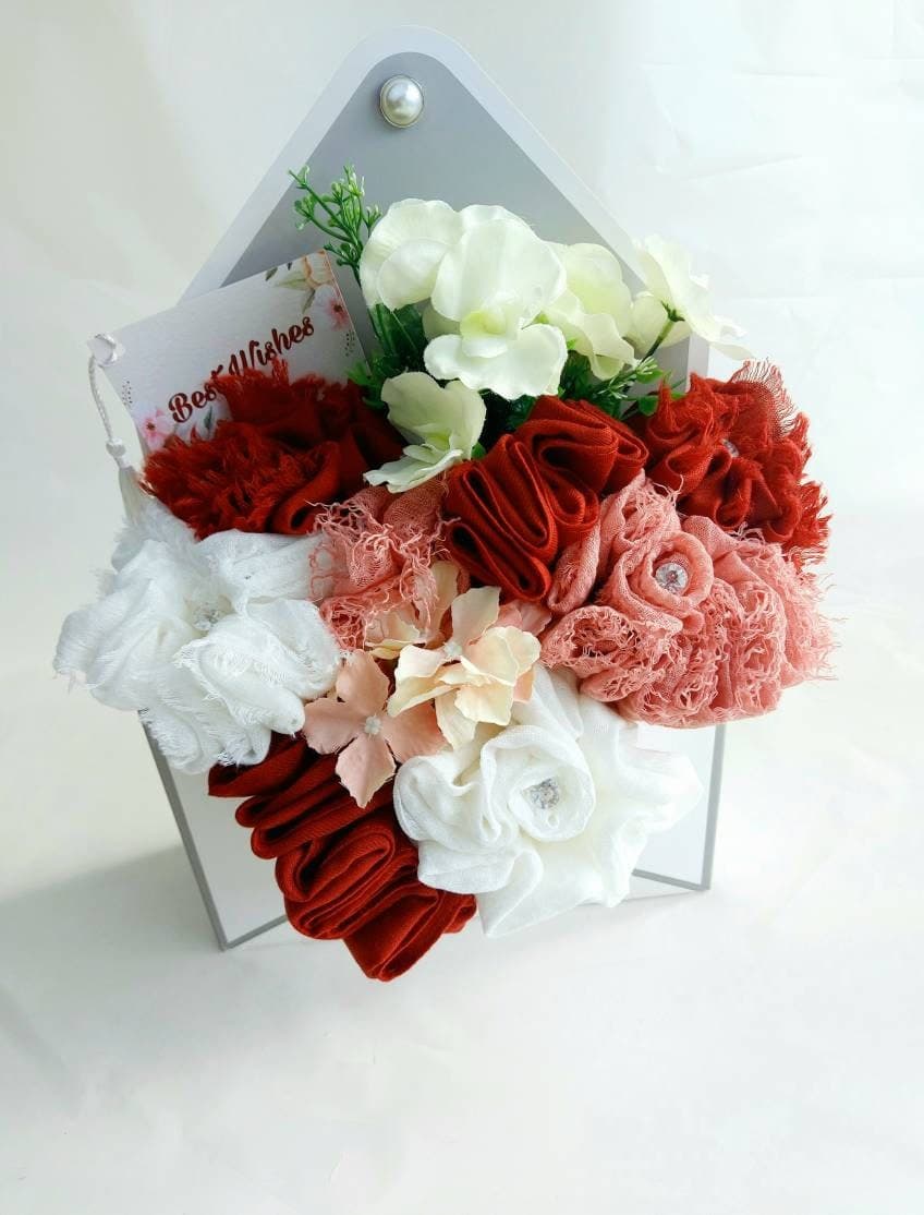 Scarf Hijab Bouquet Flower Gift Thank You Congratulations personalised Wedding Engagement Eid Birthday Mother's Day hamper envelope gift
