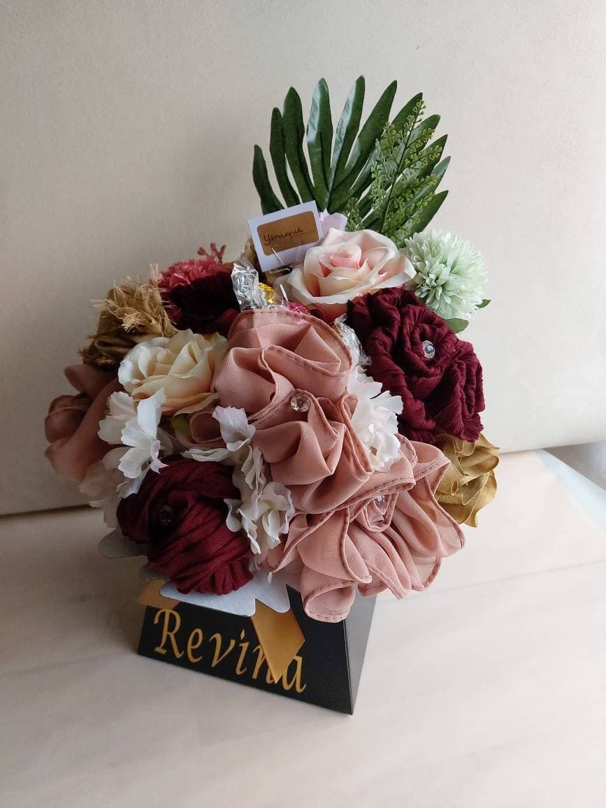 Scarf Hijab Bouquet Flower Gift  personalised Congratulations Wedding Engagement christmas Umrah Birthday Mother's Day hamper bespoke gifts - image 5