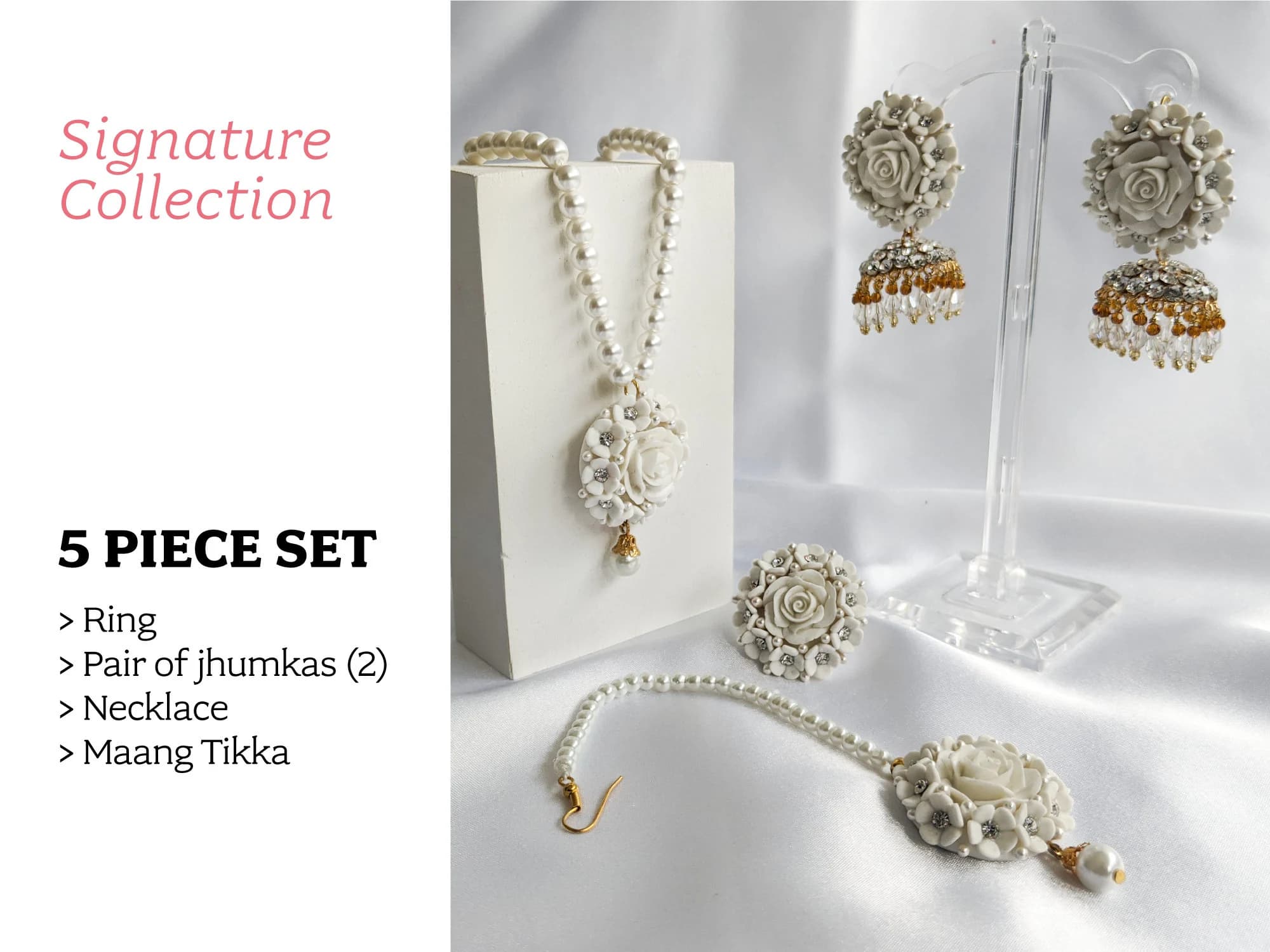 Signature - 5pc Set of Ring, Jhumka, Necklace, and Maang Tikka