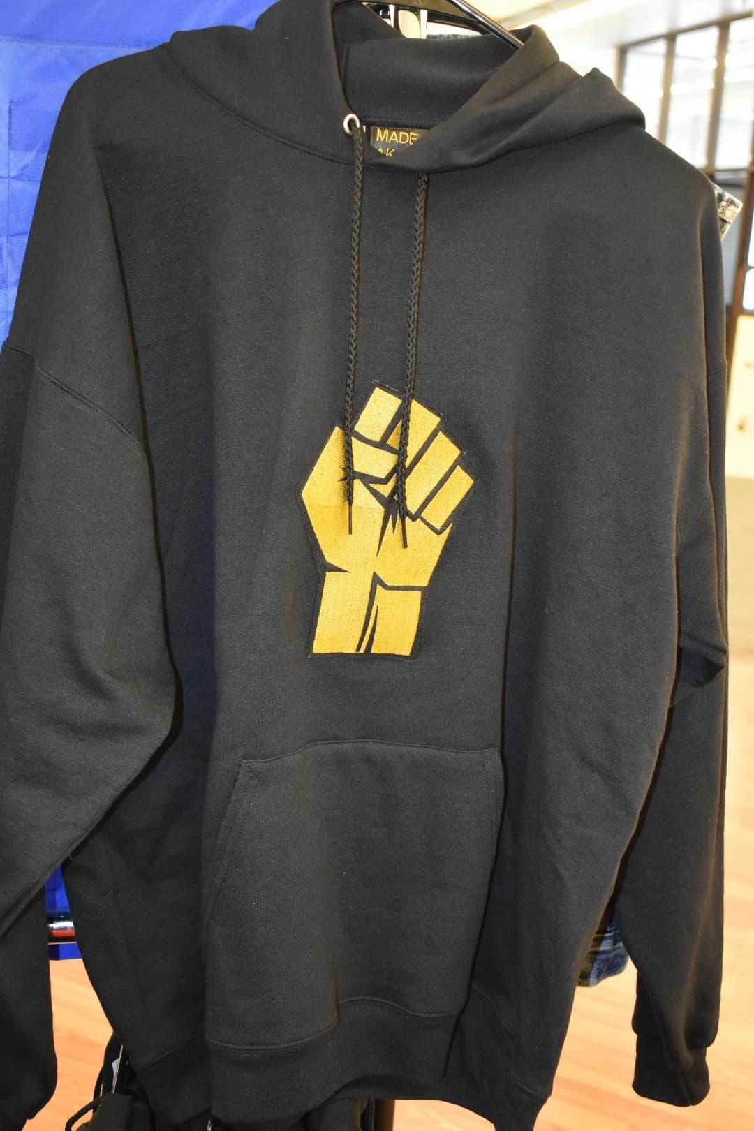 XL Black Hoodie With Revolutionary Gold Patch