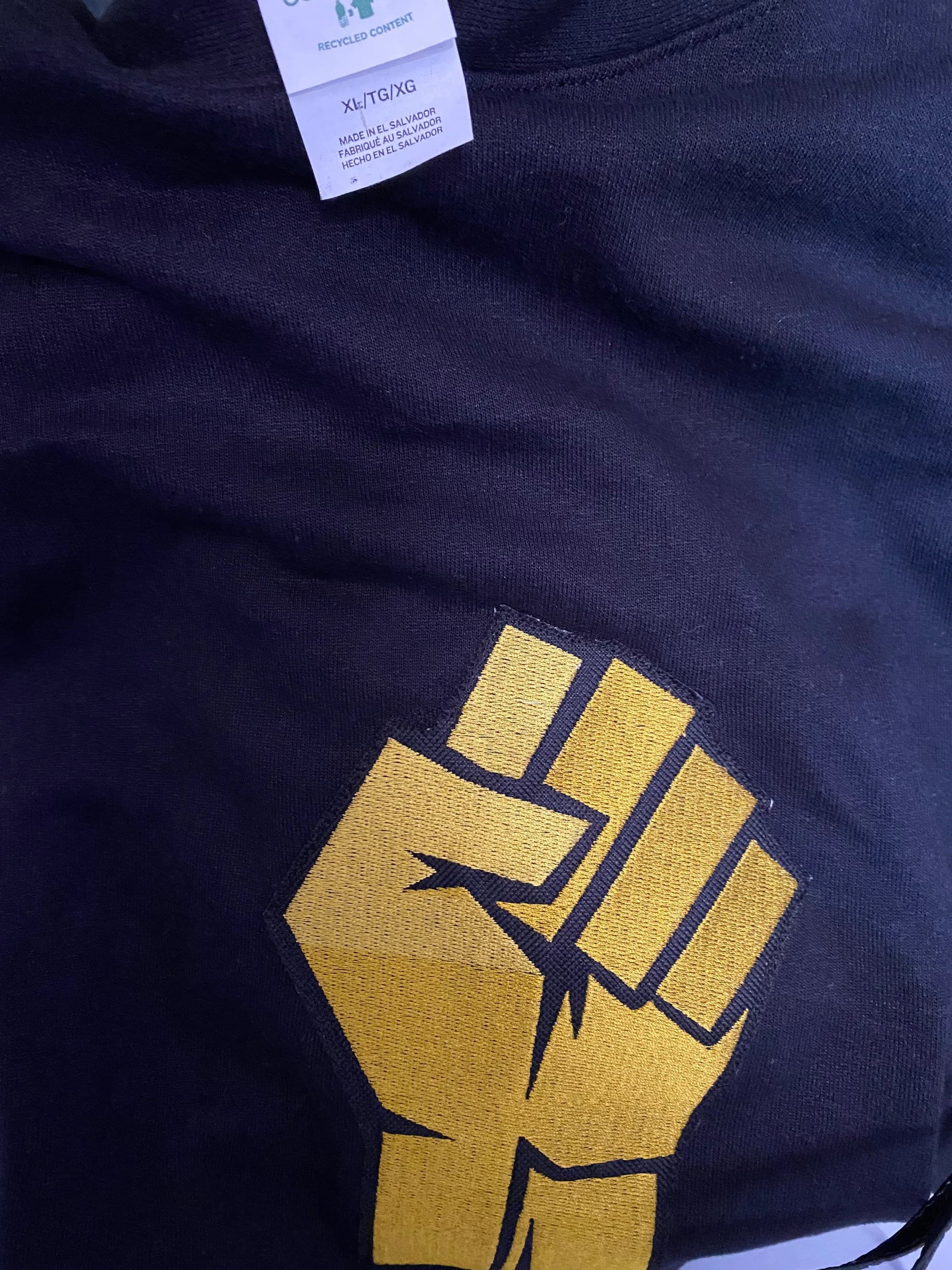 XL Black Hoodie With Revolutionary Gold Patch - image 2