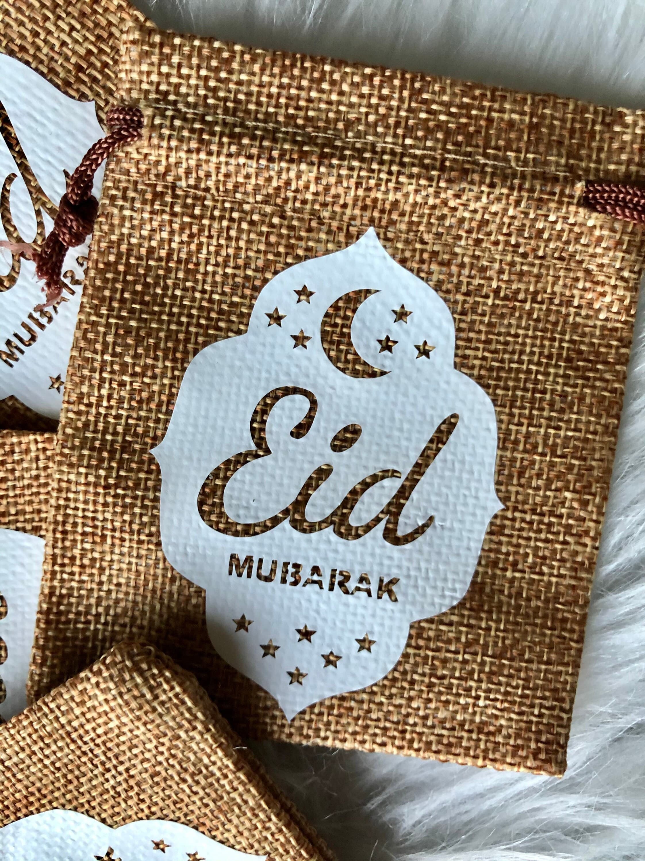 Eidi burlap favor bag. Eid punches. Eid Mubarak. Eid party favor bags. - image 4