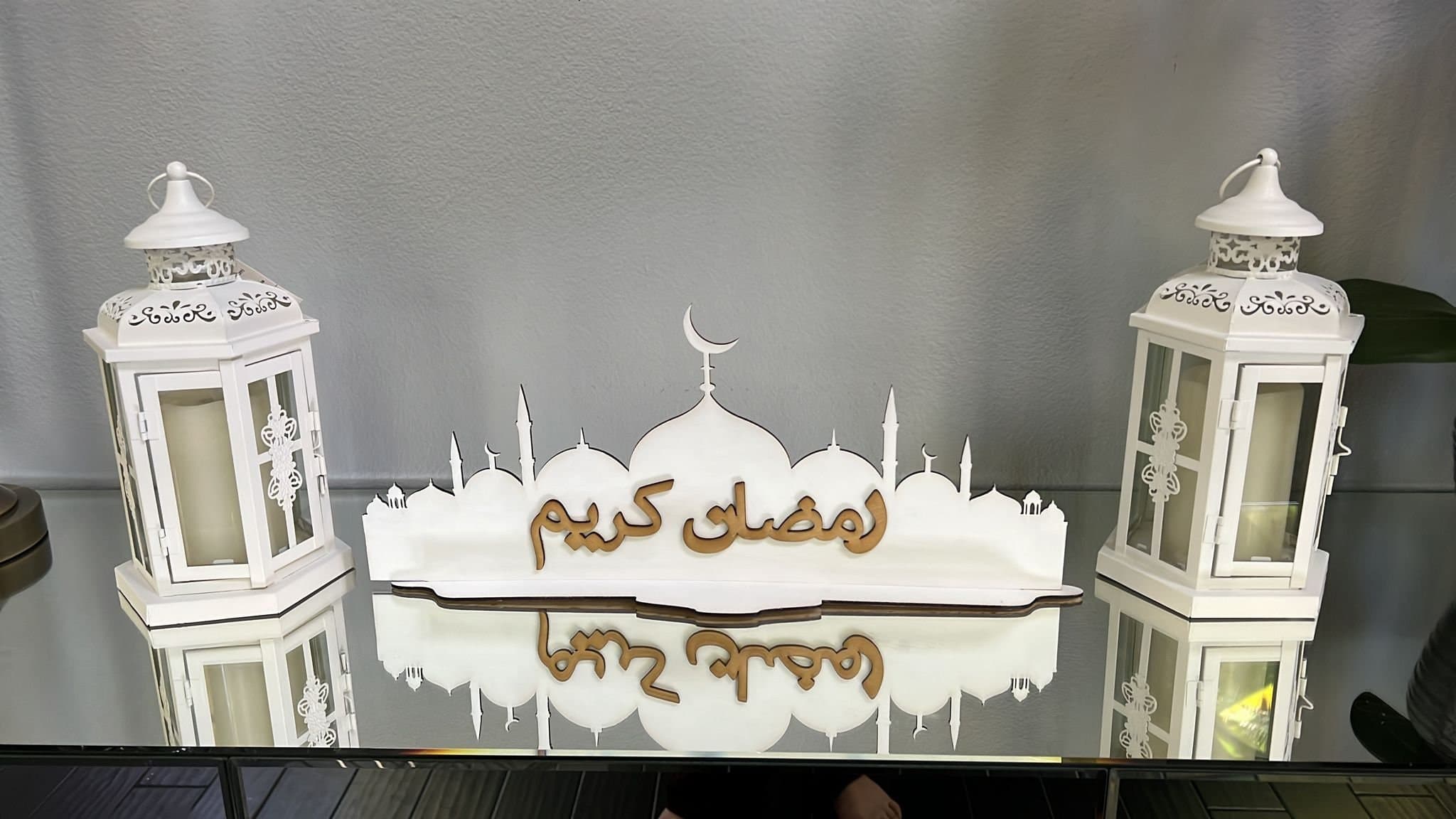 Ramadan Eid Table Sign with a base. Ramadan. Eid. Islamic decoration.