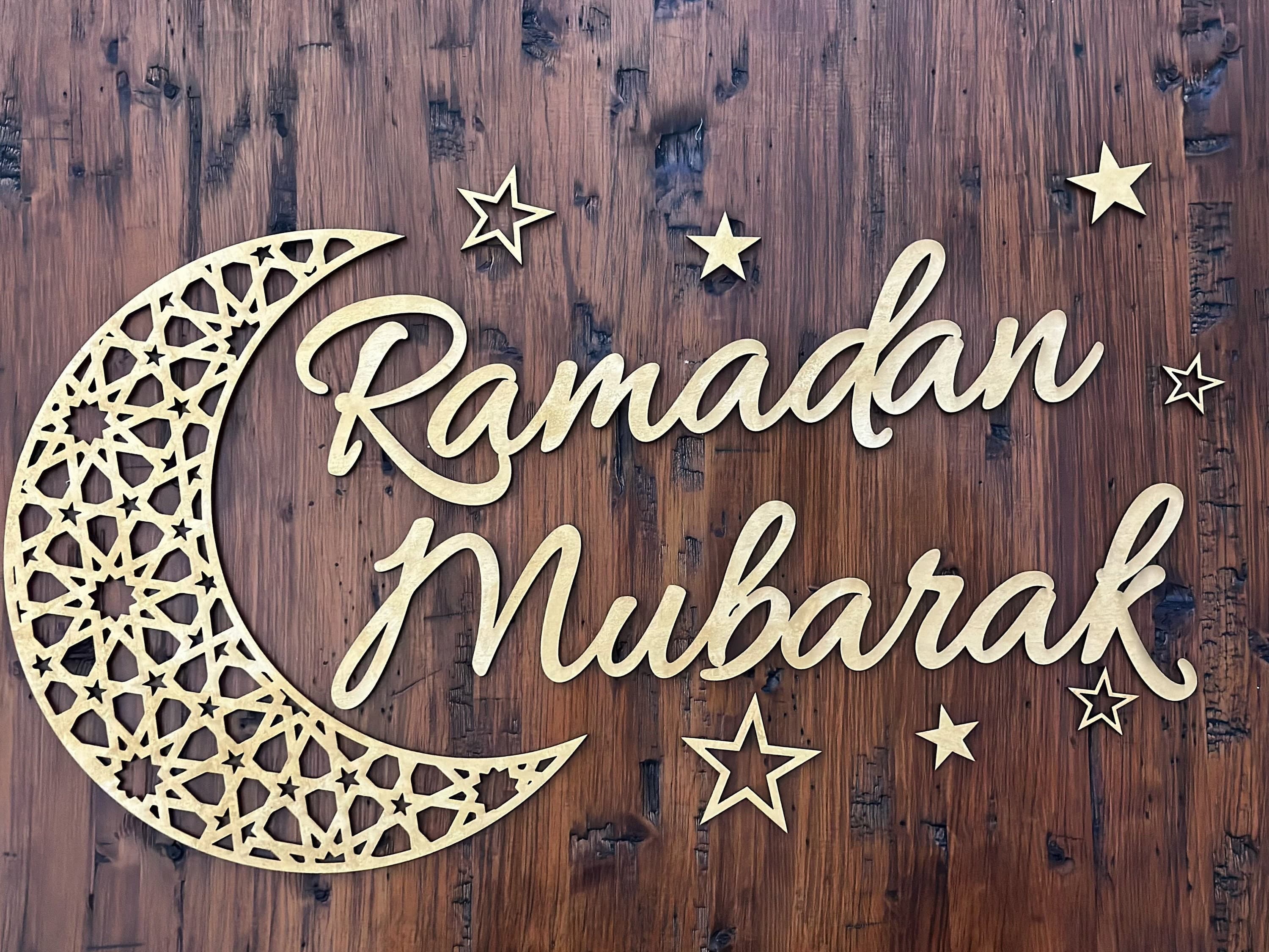 Ramadan Crescent Wood Wall Decor, Ramadan Muabarak, Eid Mubarak, Islamic Decor.