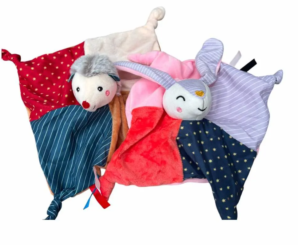 Doudou Lapin ou hérisson mixte garçon fille bleu idée cadeaux naissance