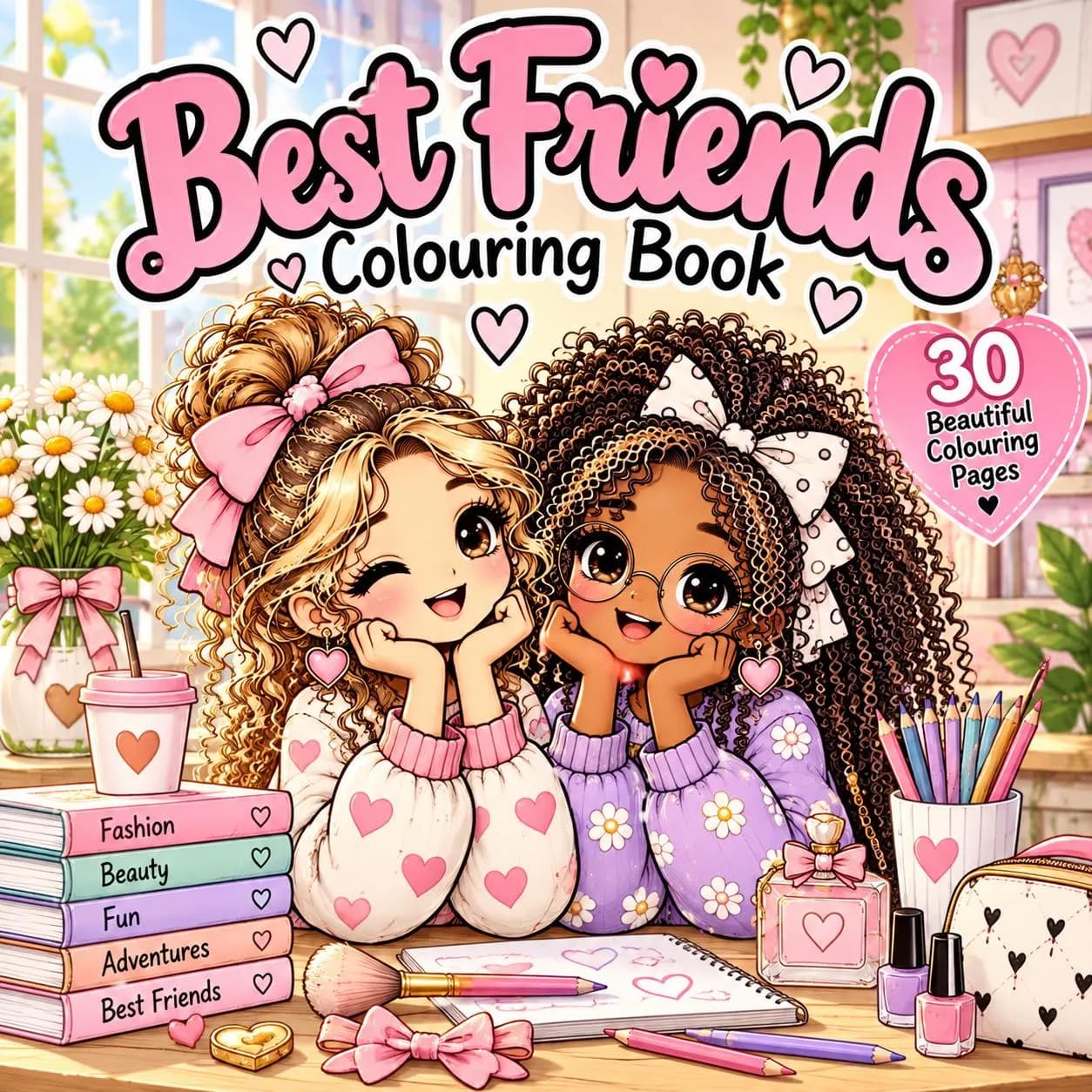 Cozy Little Moments Best Friends Colouring Book (Digital Download), Friendship Colouring - image 3