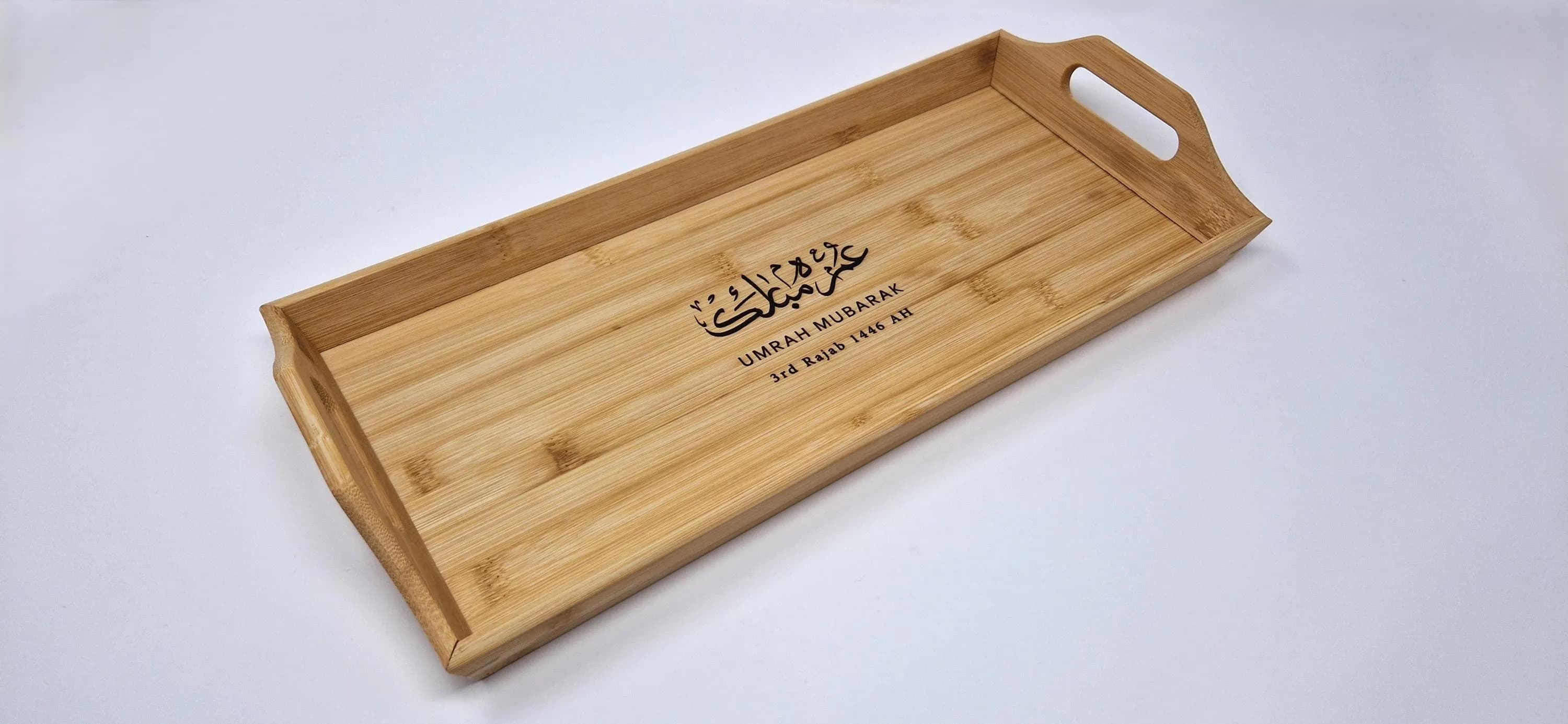 Personalized Hajj/Umrah Mubarak Bamboo Tray, Engraved Islamic Gift - image 5