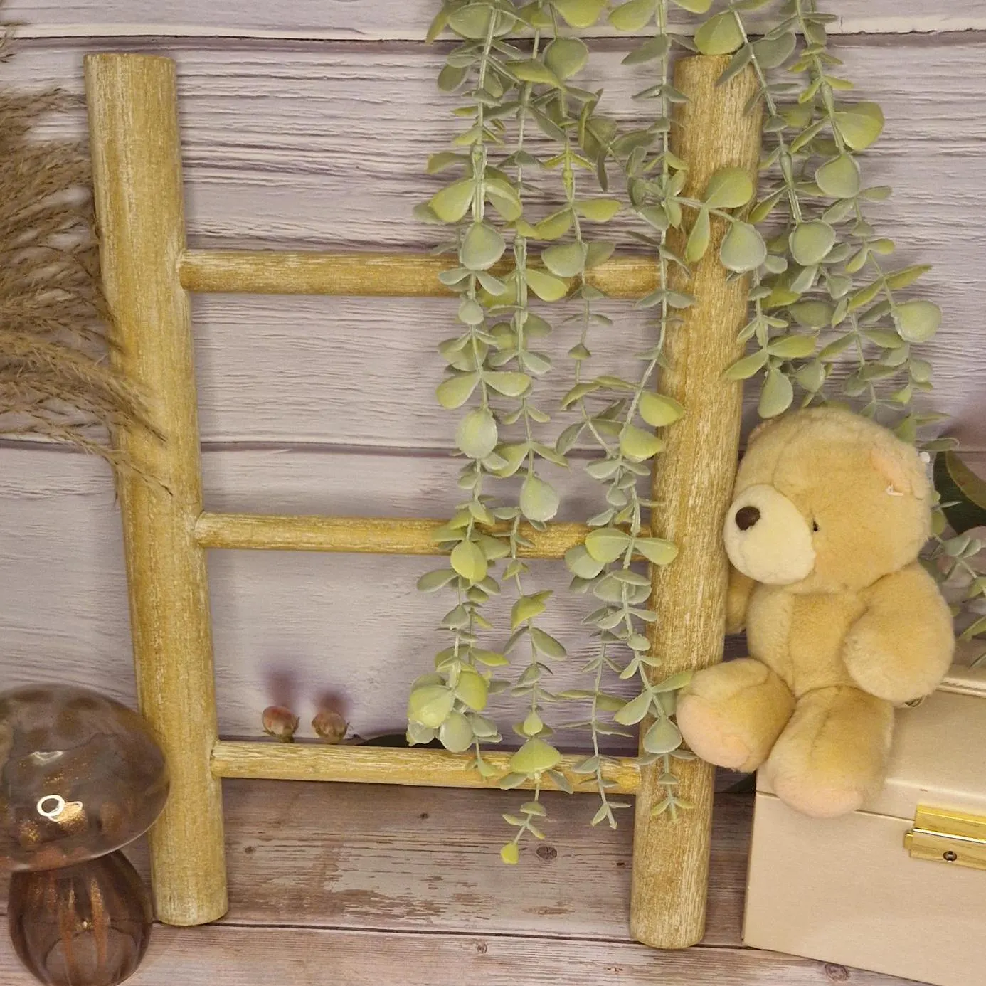 Mini Wooden Decorative Ladder, Rustic Farmhouse Home Decor - image 2