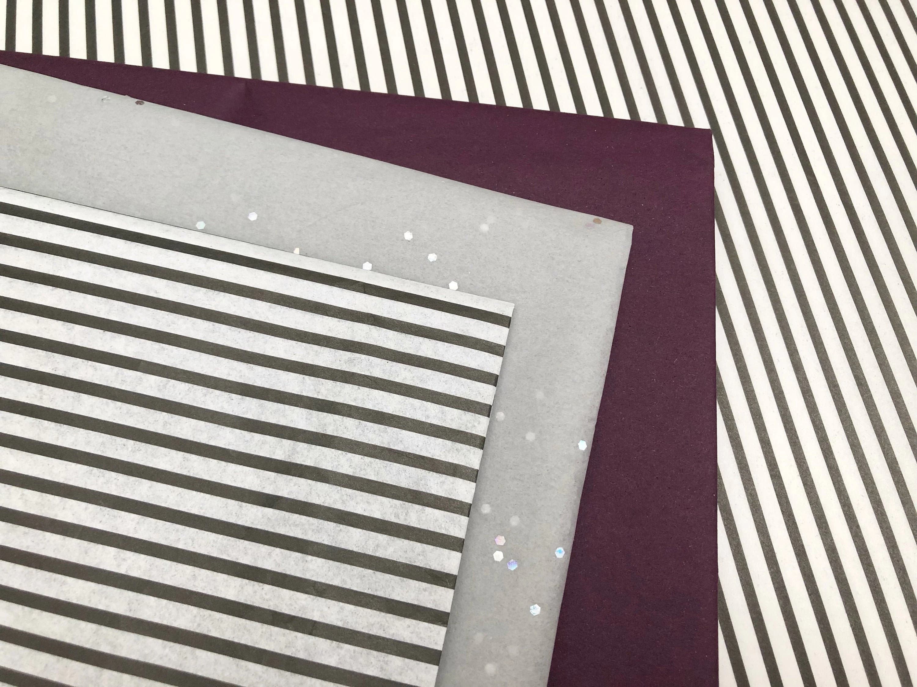 Black & White Stripe Tissue Paper - Luxury Gift Wrapping, Scrapbooking (x5) - image 3