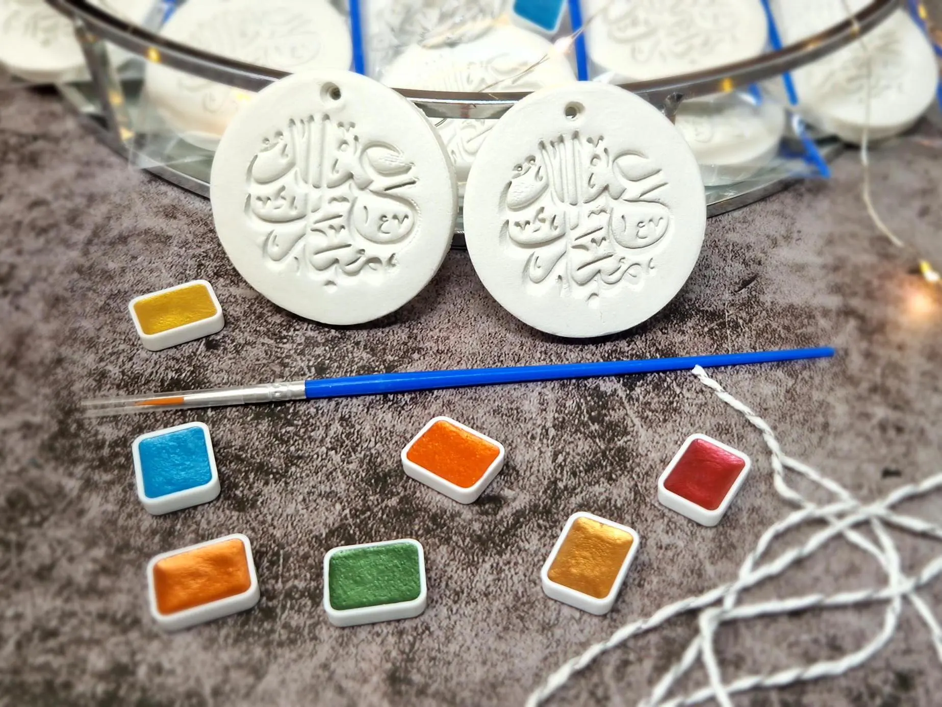 Handmade Eid Mubarak Clay Painting Kit, Kids Craft Gift