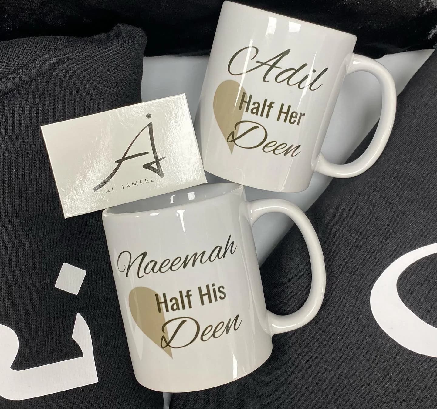 Personalized Half His & Her Deen Mugs, Muslim Wedding Gift (Pair) - image 3