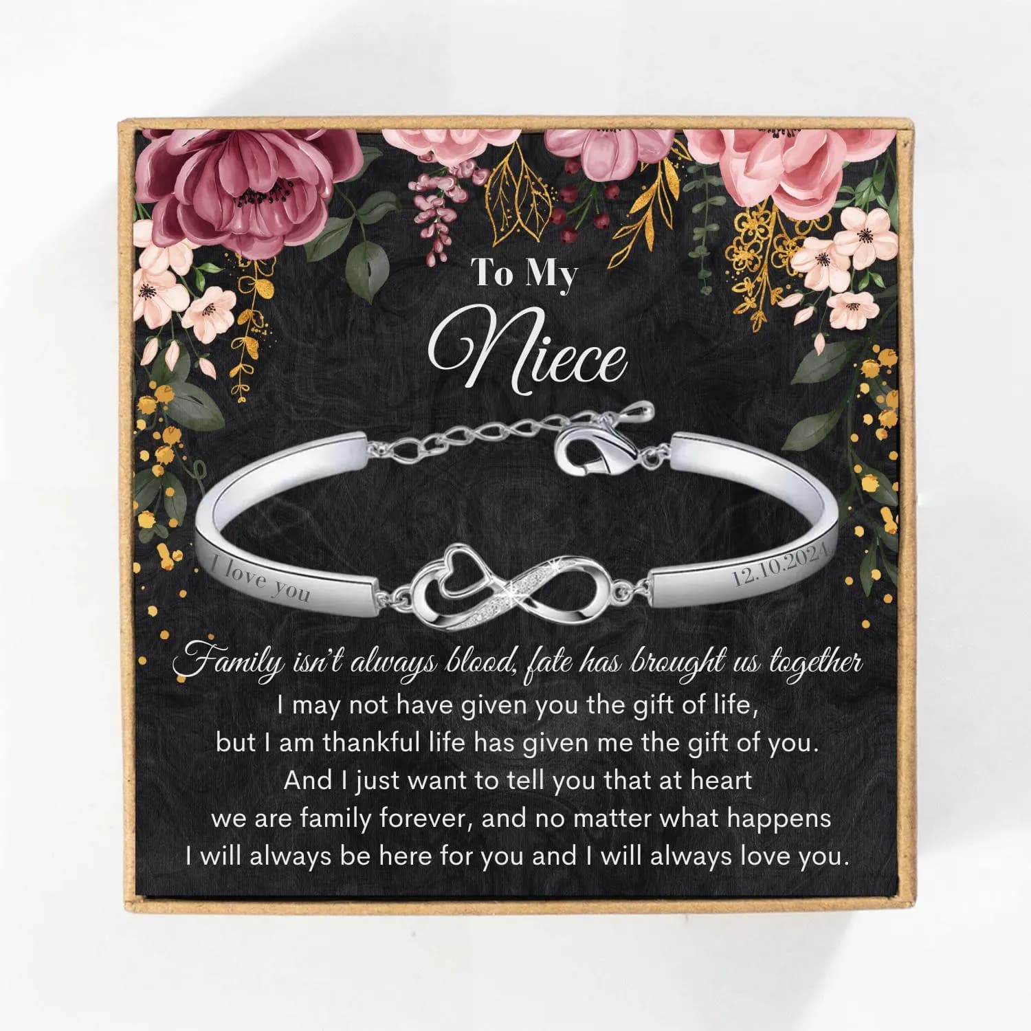 To My Niece Infinity Bracelet Gift from Aunt, Niece Personalized Engraved Jewelry Custom Niece Birthday Gift from Uncle, Niece Graduation