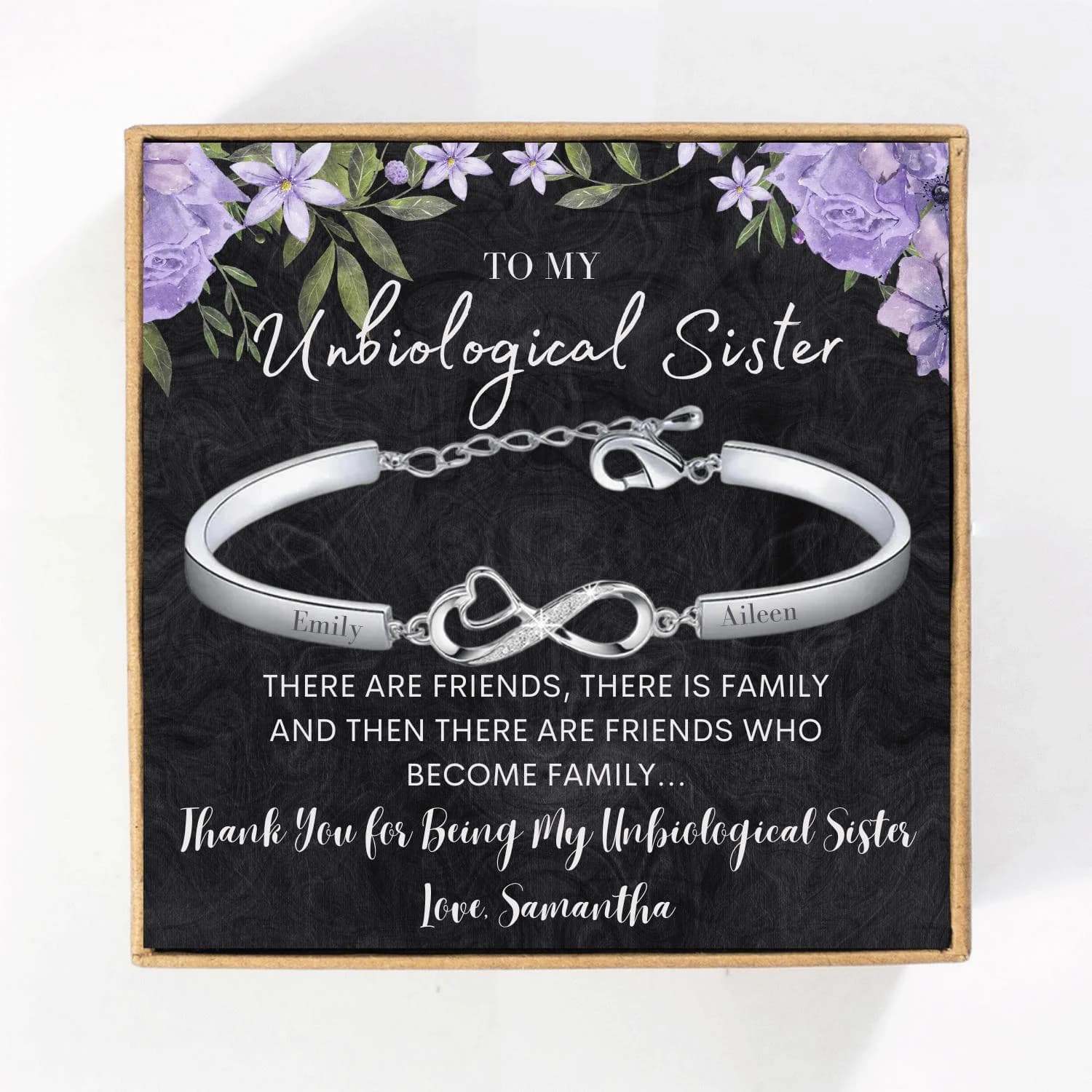Personalized Unbiological Sister Bracelet Graduation Gift for Unbiological Sister Custom Engraved Bracelet for Best Friends Birthday Gifts