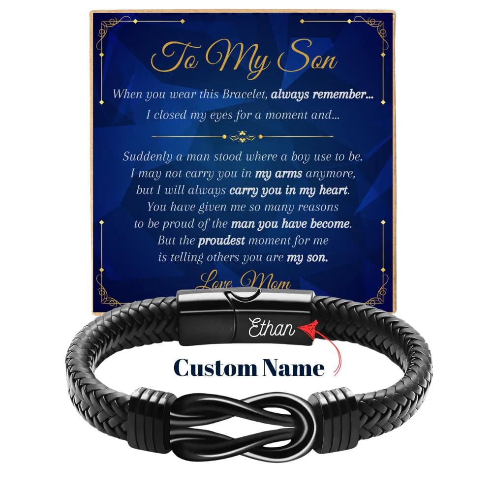 To My Son I Love You Bracelet Son Chriustmas Gift Morse Code Bracelet Secret Message Custom Engraved Men's Gift Son 16th 18th 21st birthday